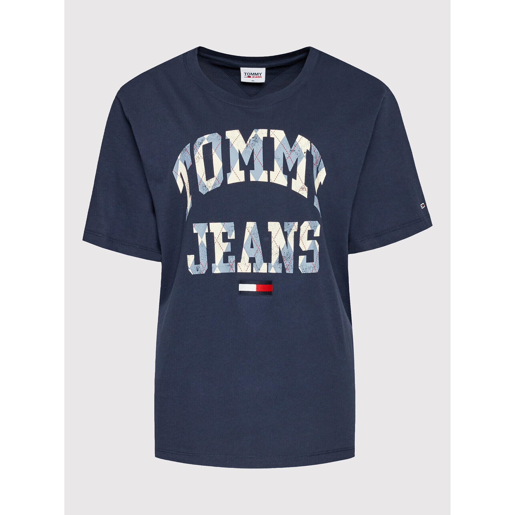 Tommy Jeans Тишърт College Argyle DW0DW12069 Тъмносин Regular Fit - Pepit.bg