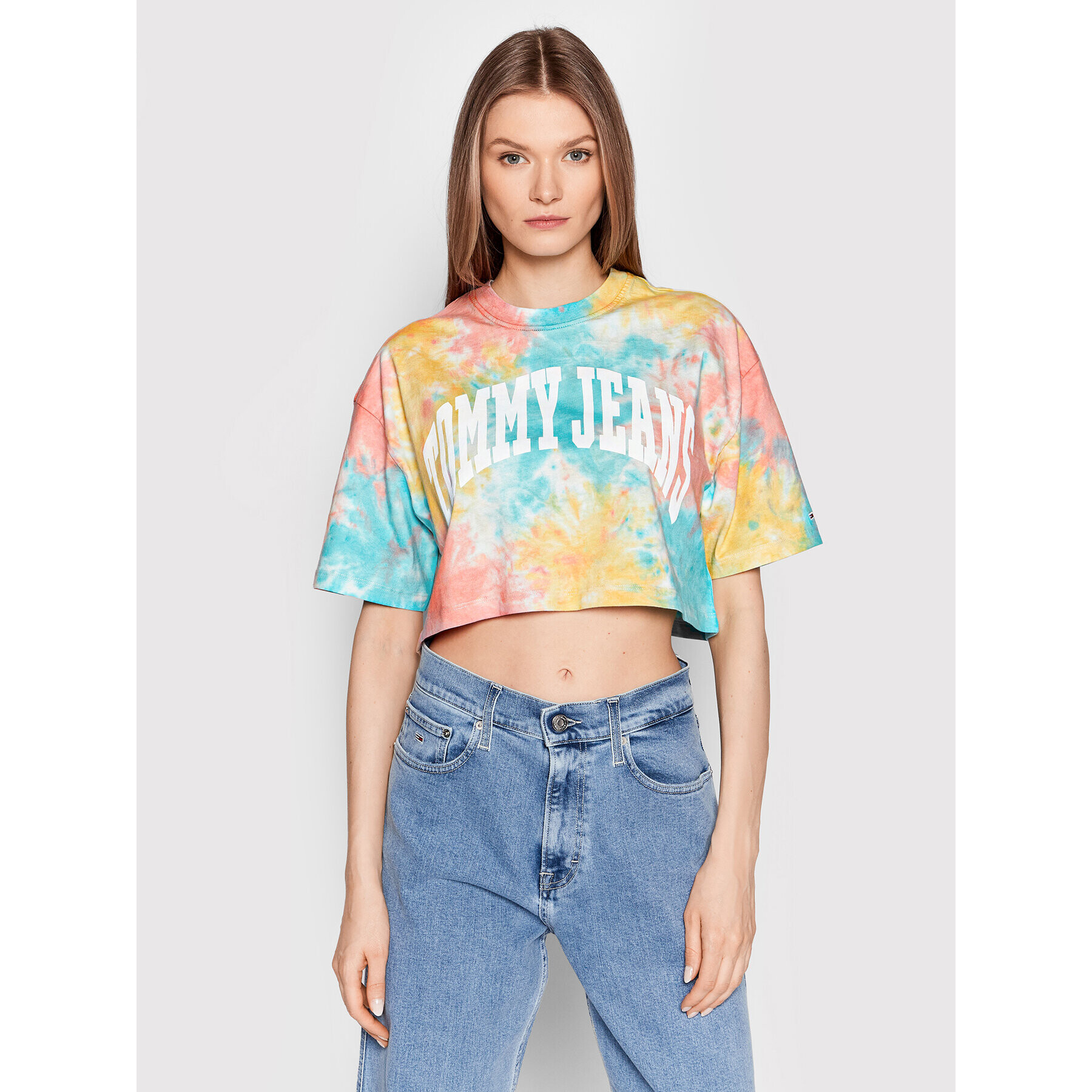 Tommy Jeans Тишърт College DW0DW12931 Цветен Oversize - Pepit.bg