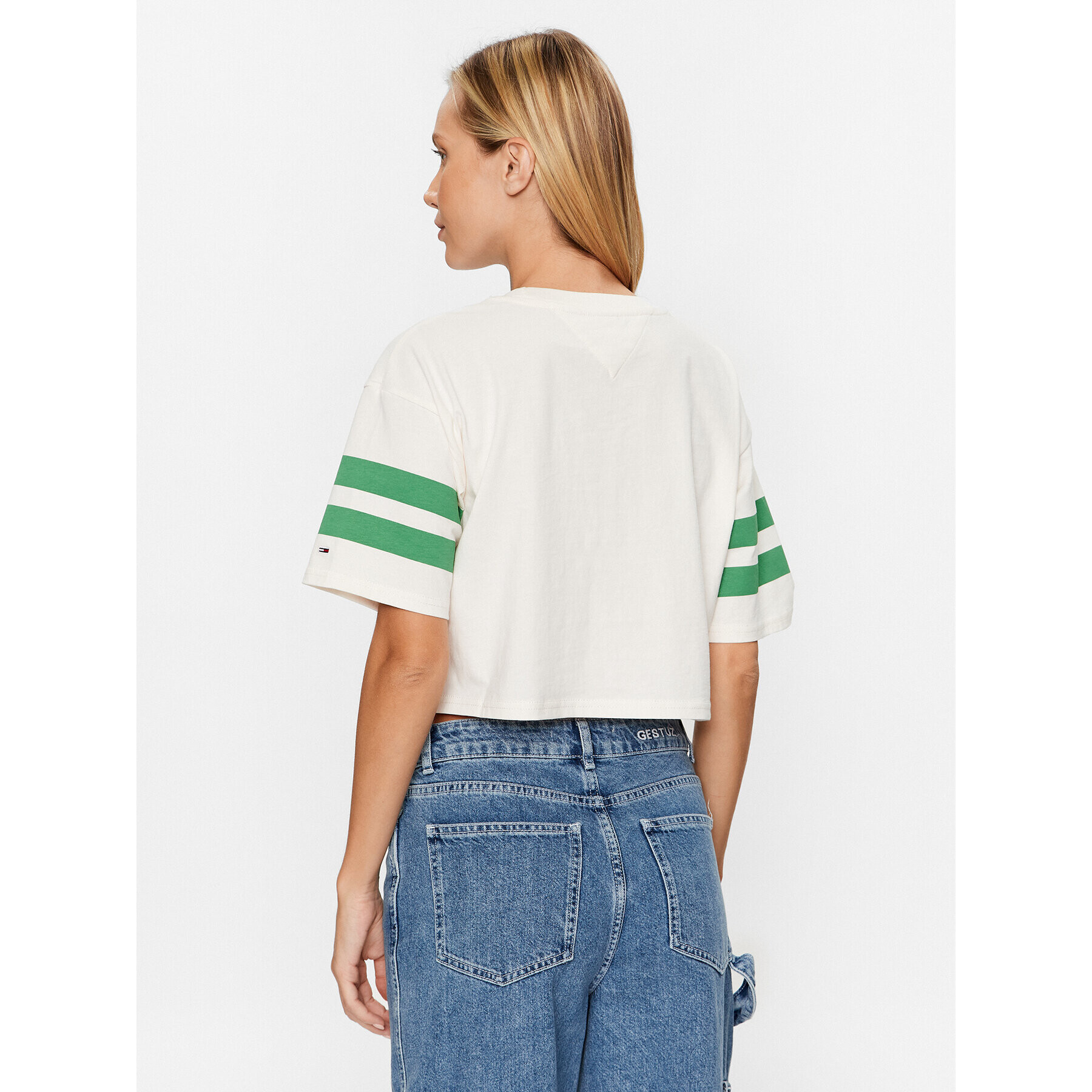 Tommy Jeans Тишърт College DW0DW16150 Бял Oversize - Pepit.bg