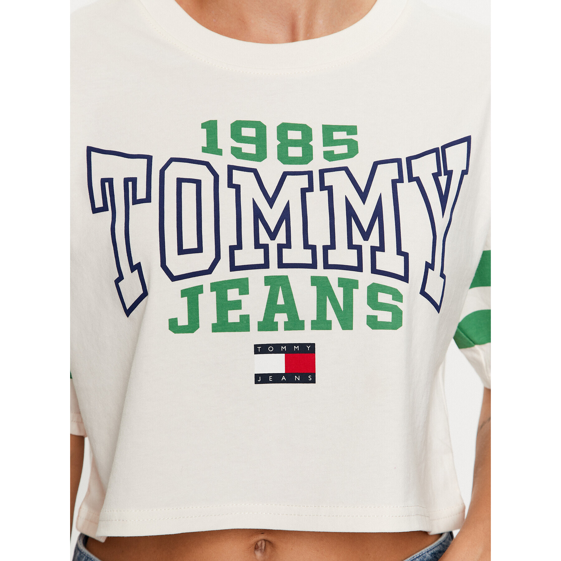 Tommy Jeans Тишърт College DW0DW16150 Бял Oversize - Pepit.bg