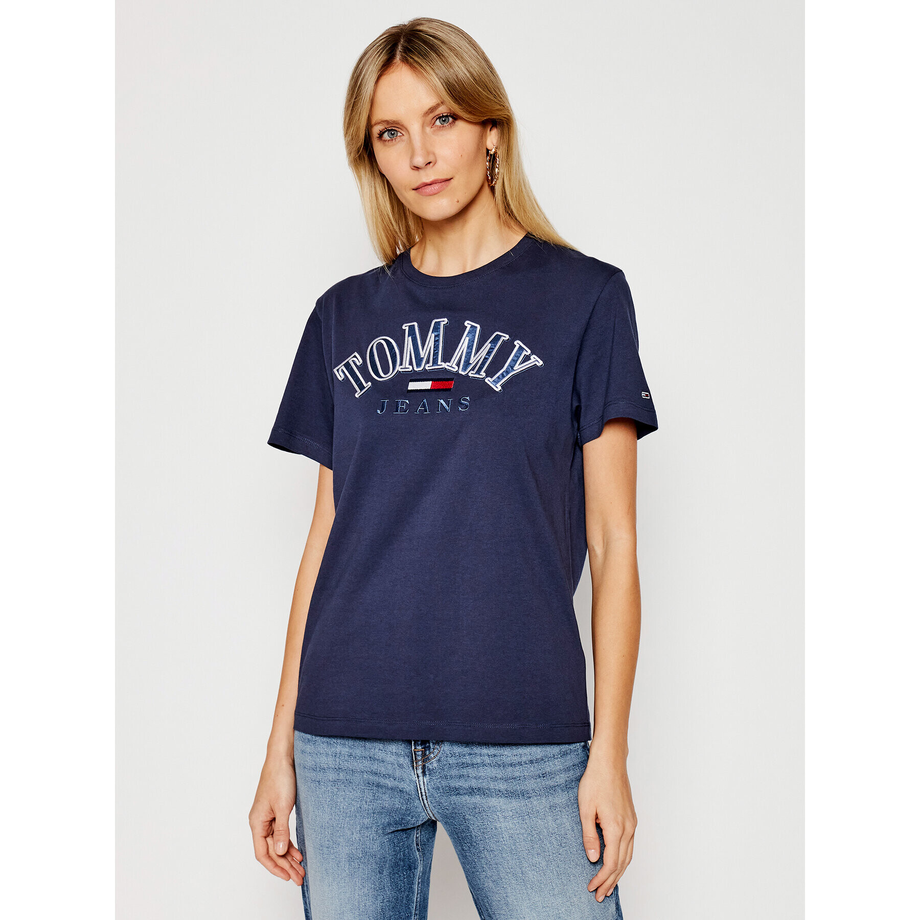 Tommy Jeans Тишърт College Logo DW0DW09822 Тъмносин Relaxed Fit - Pepit.bg