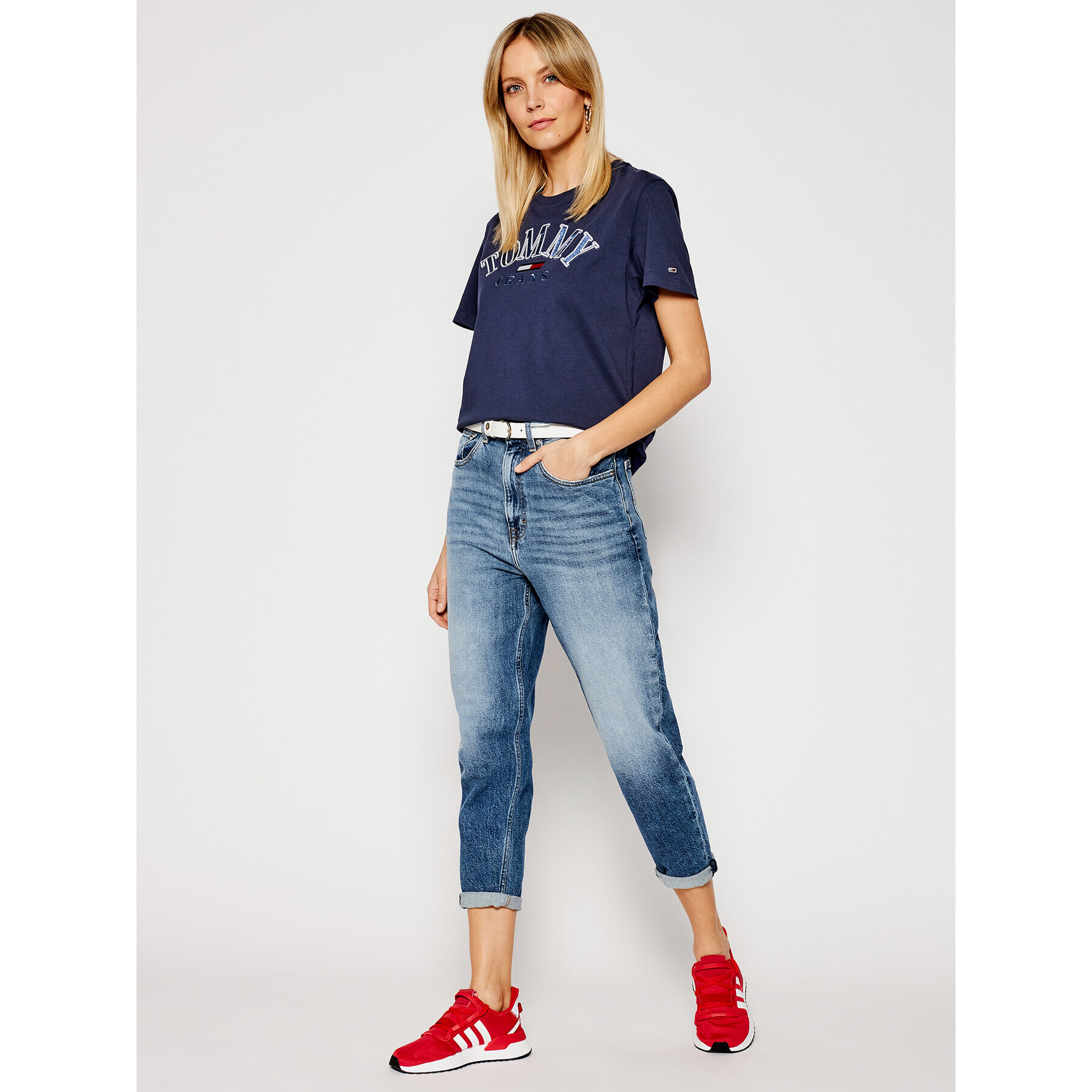 Tommy Jeans Тишърт College Logo DW0DW09822 Тъмносин Relaxed Fit - Pepit.bg