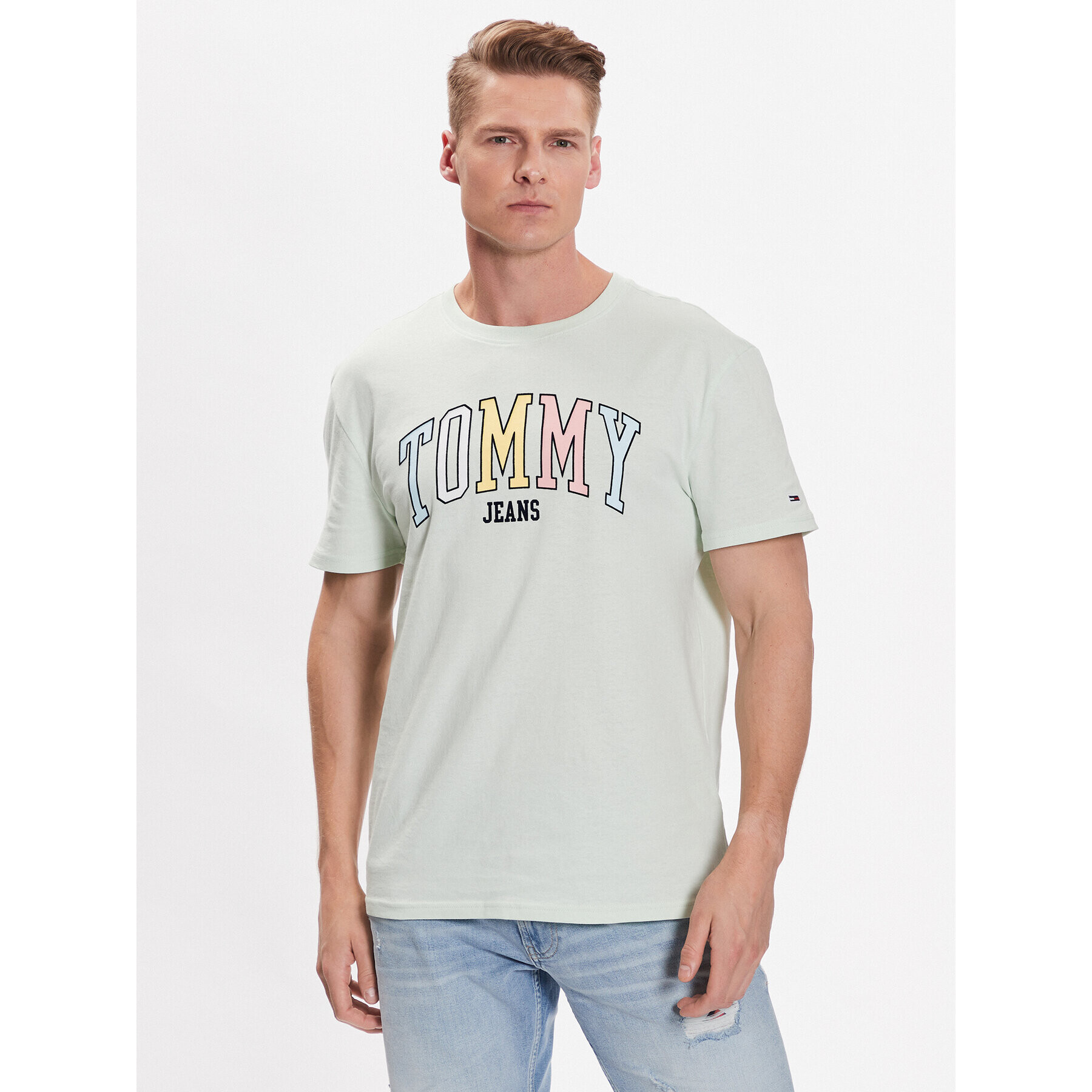 Tommy Jeans Тишърт College Pop DM0DM16401 Зелен Regular Fit - Pepit.bg