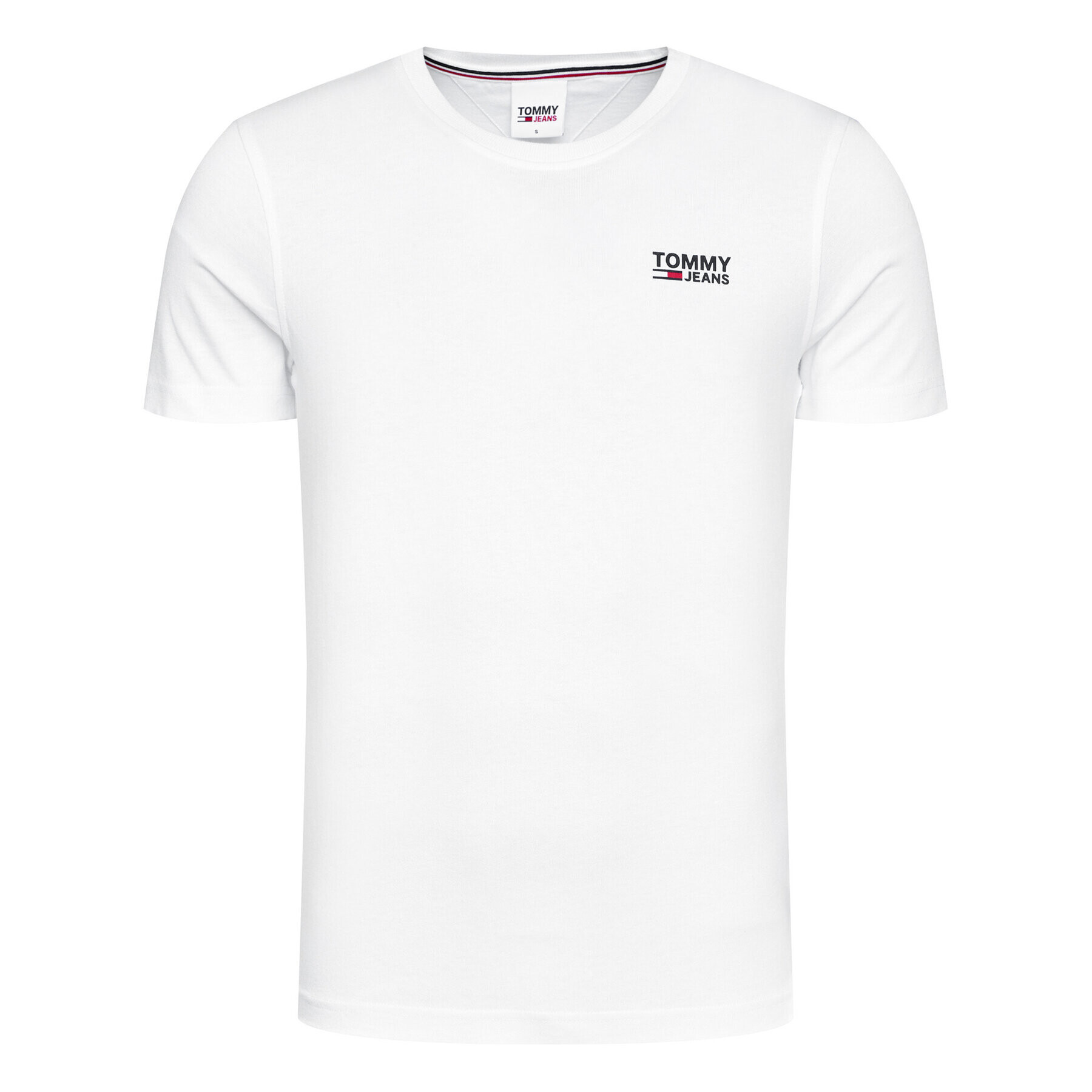 Tommy Jeans Тишърт Corp Logo C Neck DM0DM09588 Бял Regular Fit - Pepit.bg