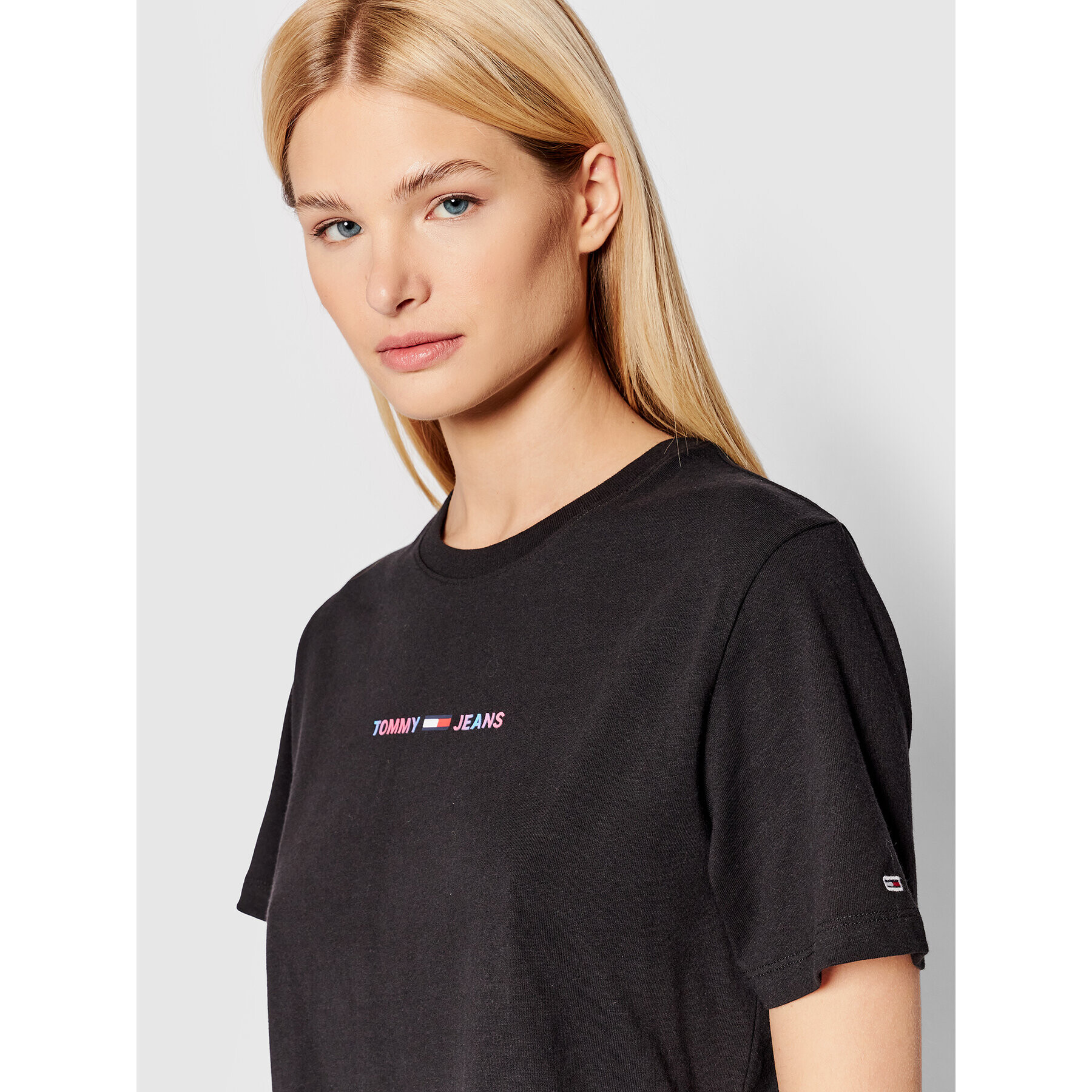 Tommy Jeans Тишърт Crop Multi Linear DW0DW10437 Черен Regular Fit - Pepit.bg