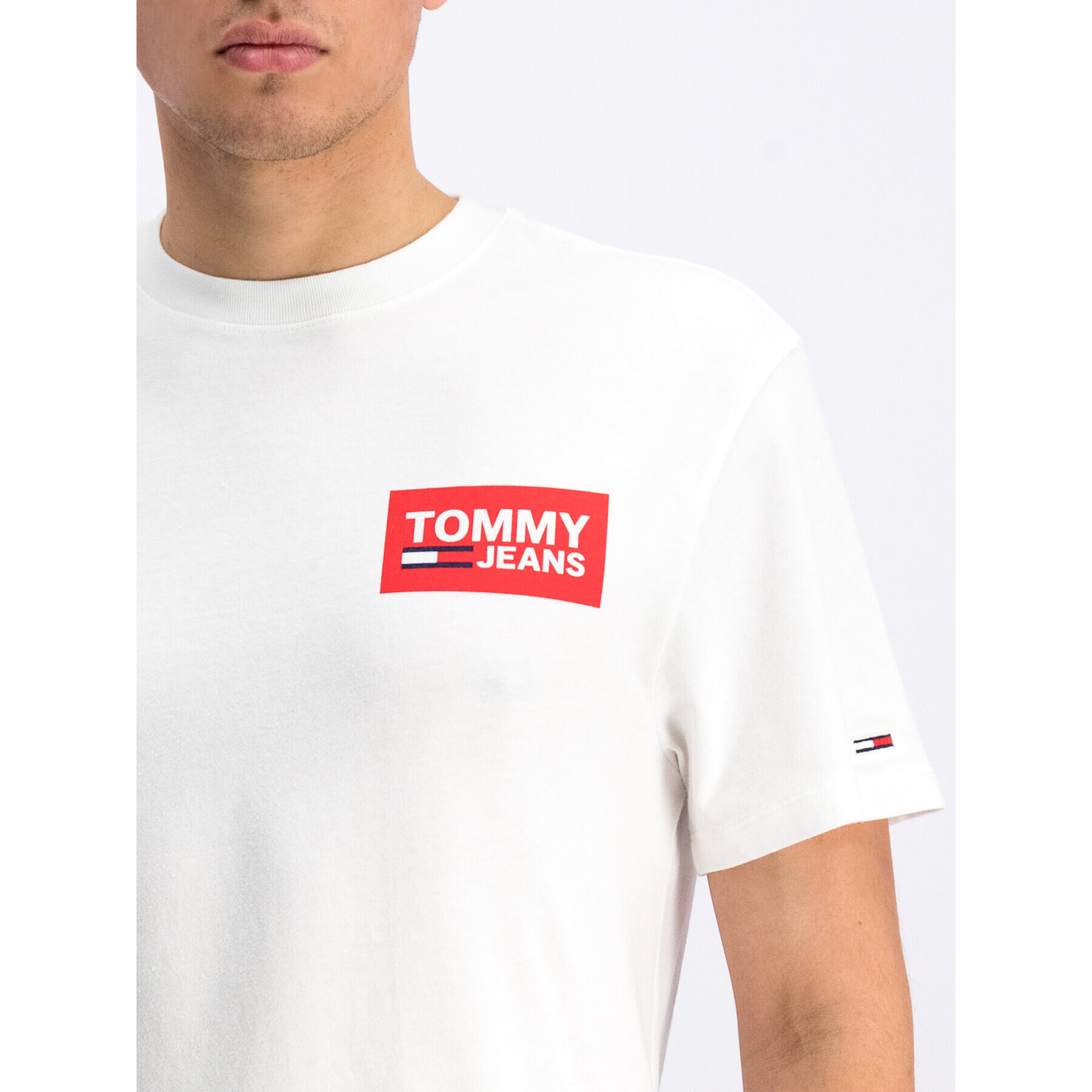 Tommy Jeans Тишърт DM0DM06671 Бял Regular Fit - Pepit.bg