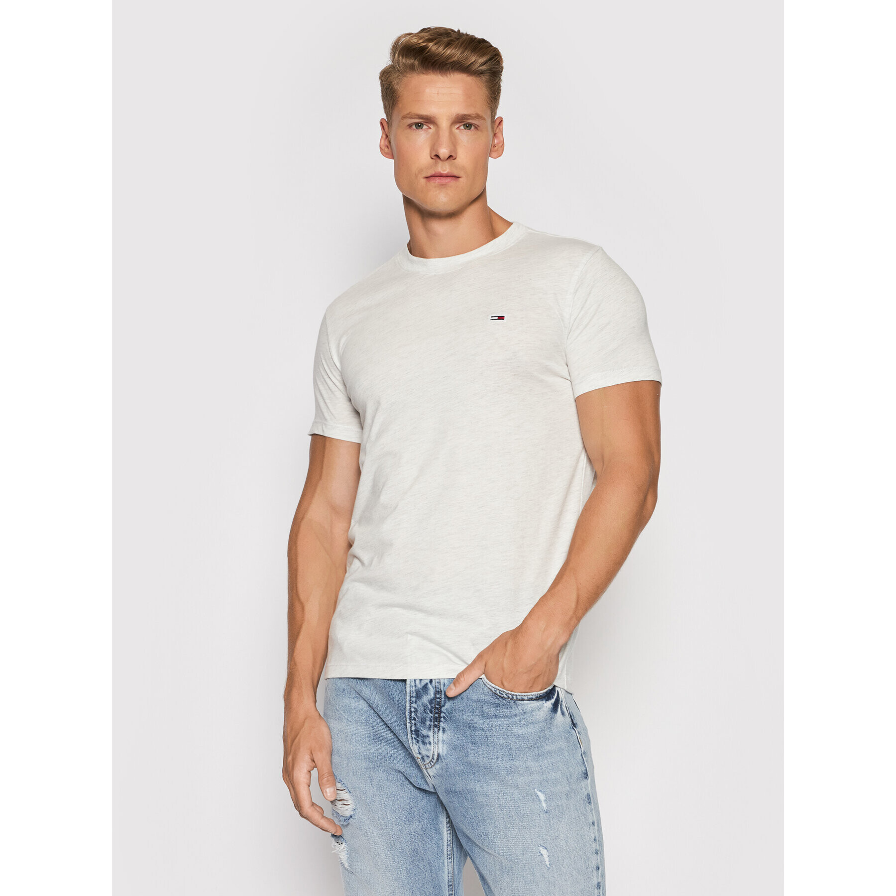 Tommy Jeans Тишърт DM0DM11007 Бял Slim Fit - Pepit.bg