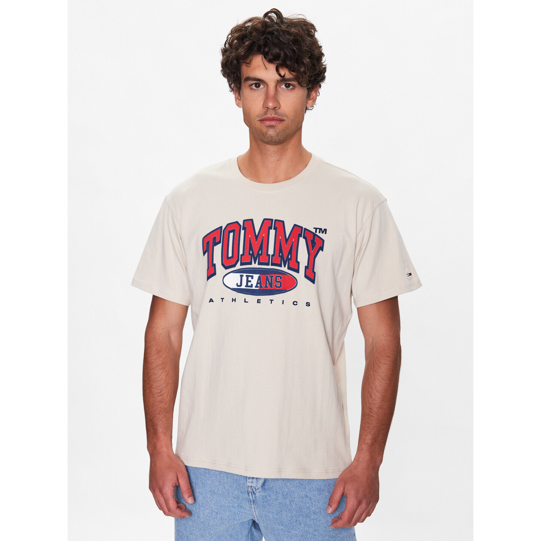 Tommy Jeans Тишърт DM0DM16407 Бежов Relaxed Fit - Pepit.bg