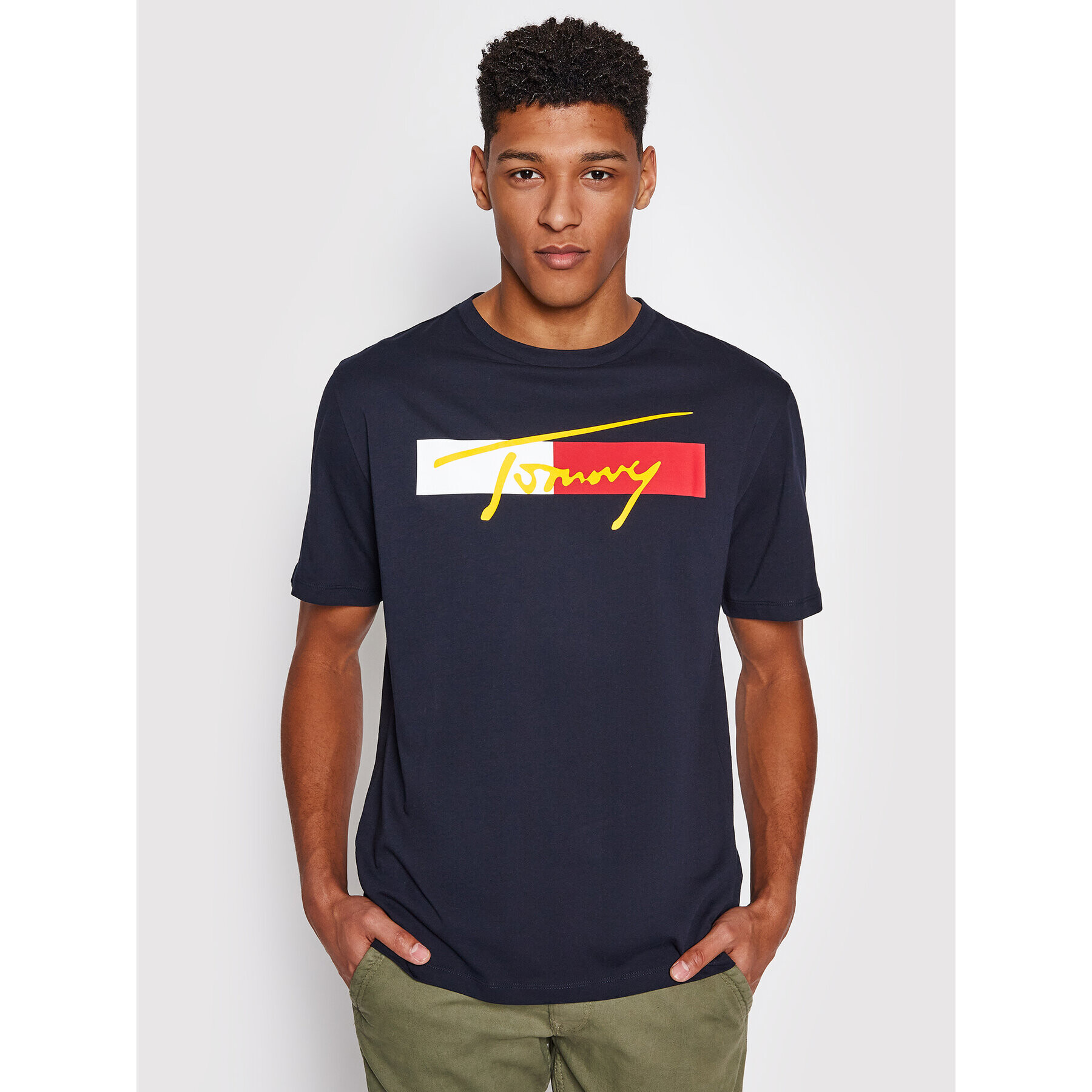 Tommy Jeans Тишърт Drop Shoulder Tee UM0UM02115 Тъмносин Regular Fit - Pepit.bg