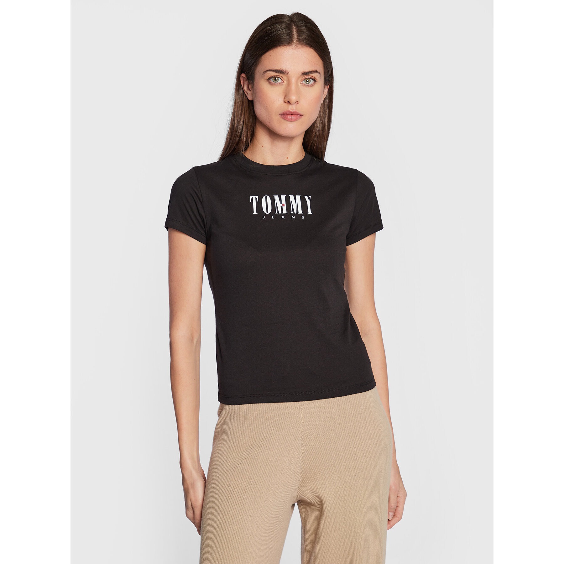 Tommy Jeans Тишърт DW0DW14378 Черен Slim Fit - Pepit.bg