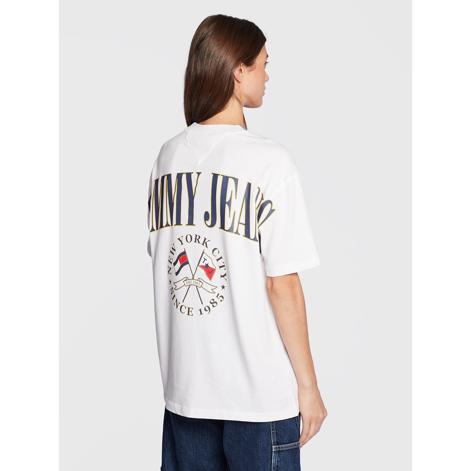 Tommy Jeans Тишърт DW0DW14384 Бял Oversize - Pepit.bg