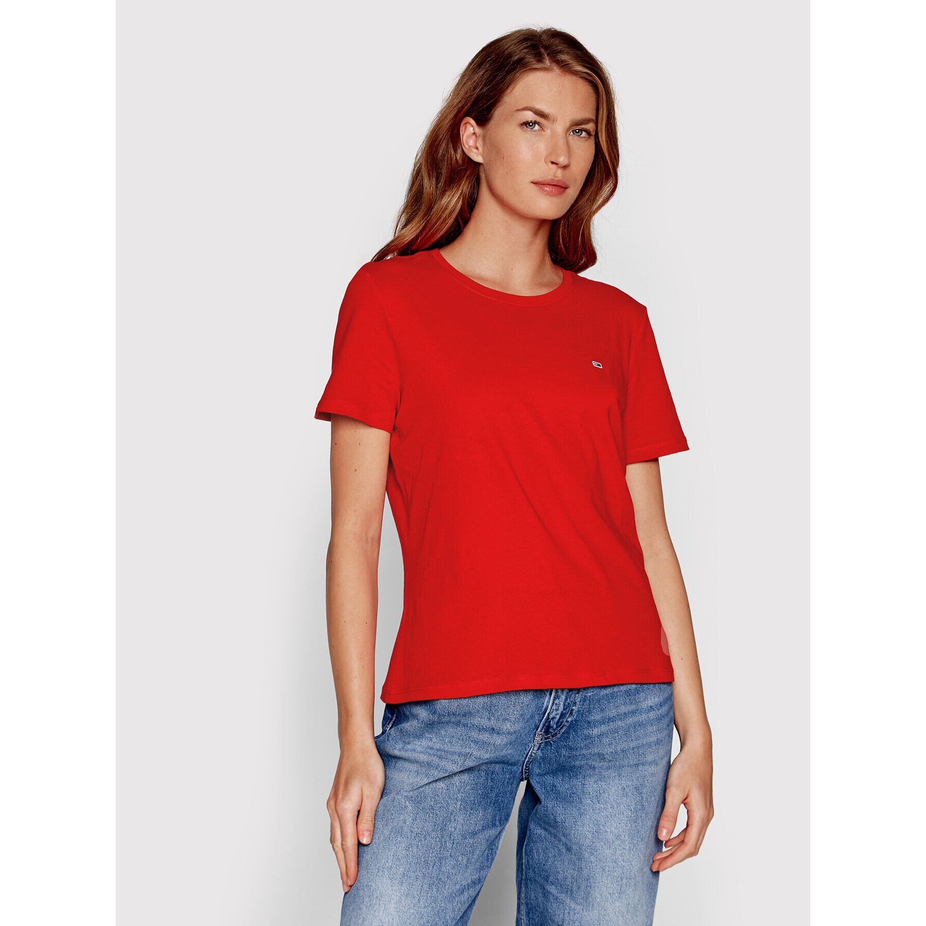 Tommy Jeans Тишърт DW0DW14616 Червен Regular Fit - Pepit.bg