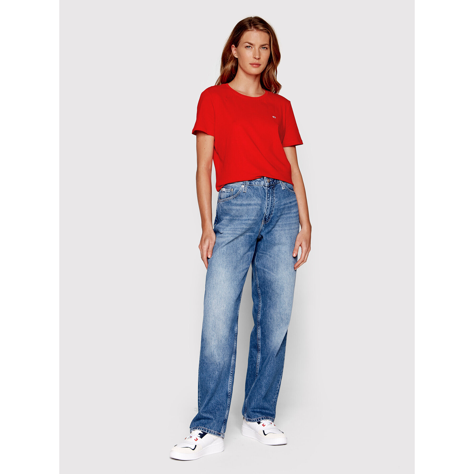 Tommy Jeans Тишърт DW0DW14616 Червен Regular Fit - Pepit.bg