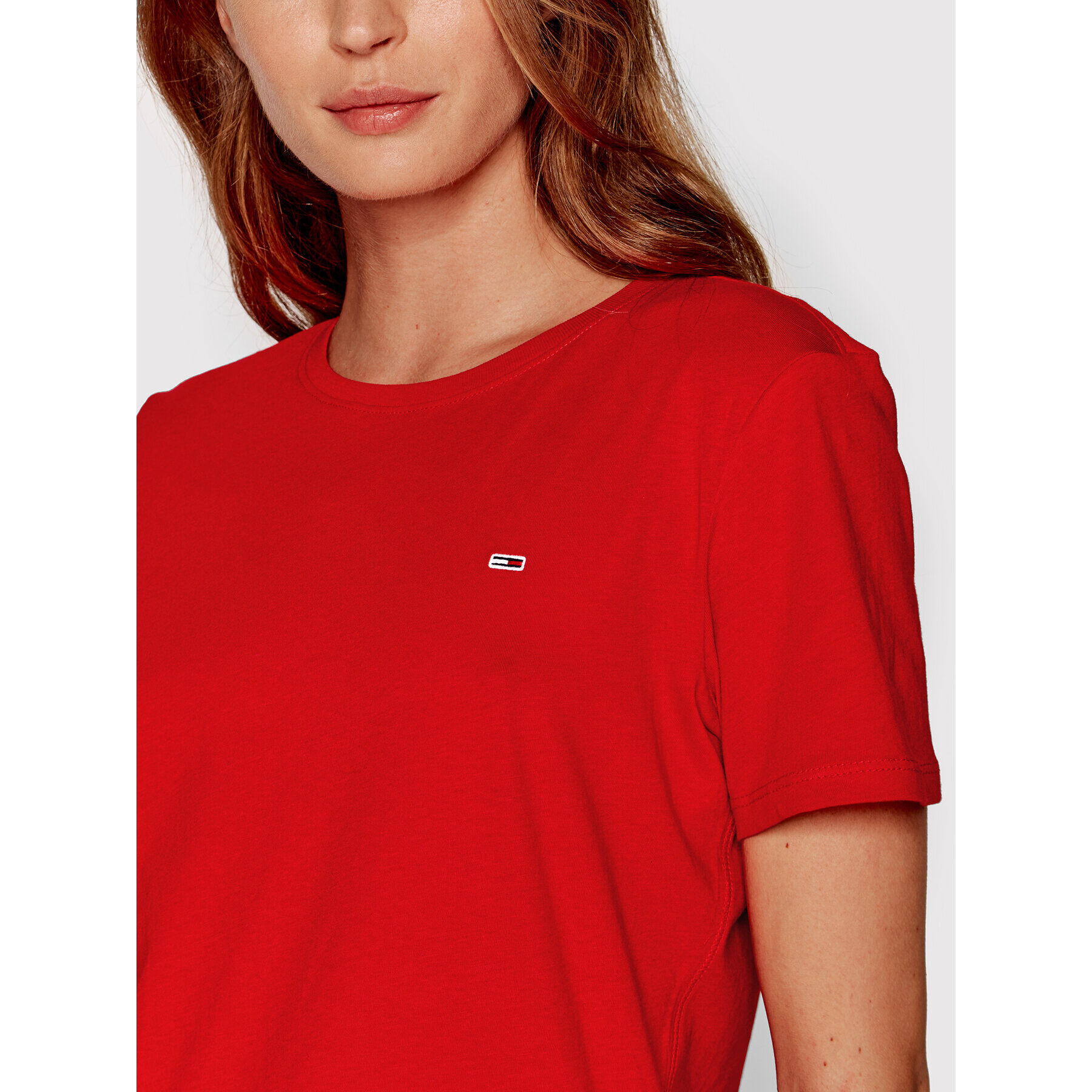 Tommy Jeans Тишърт DW0DW14616 Червен Regular Fit - Pepit.bg