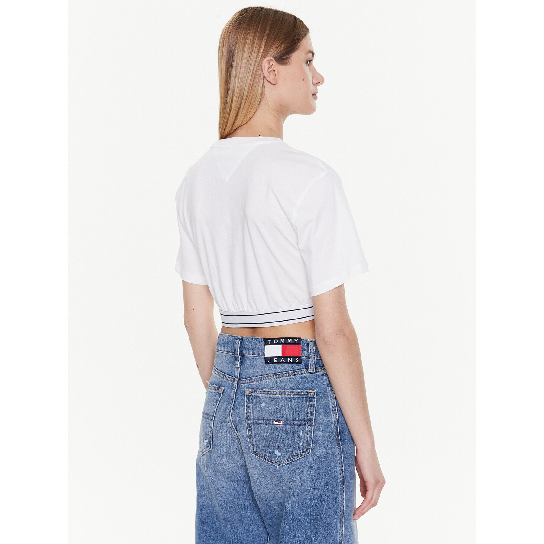 Tommy Jeans Тишърт DW0DW15167 Бял Cropped Fit - Pepit.bg