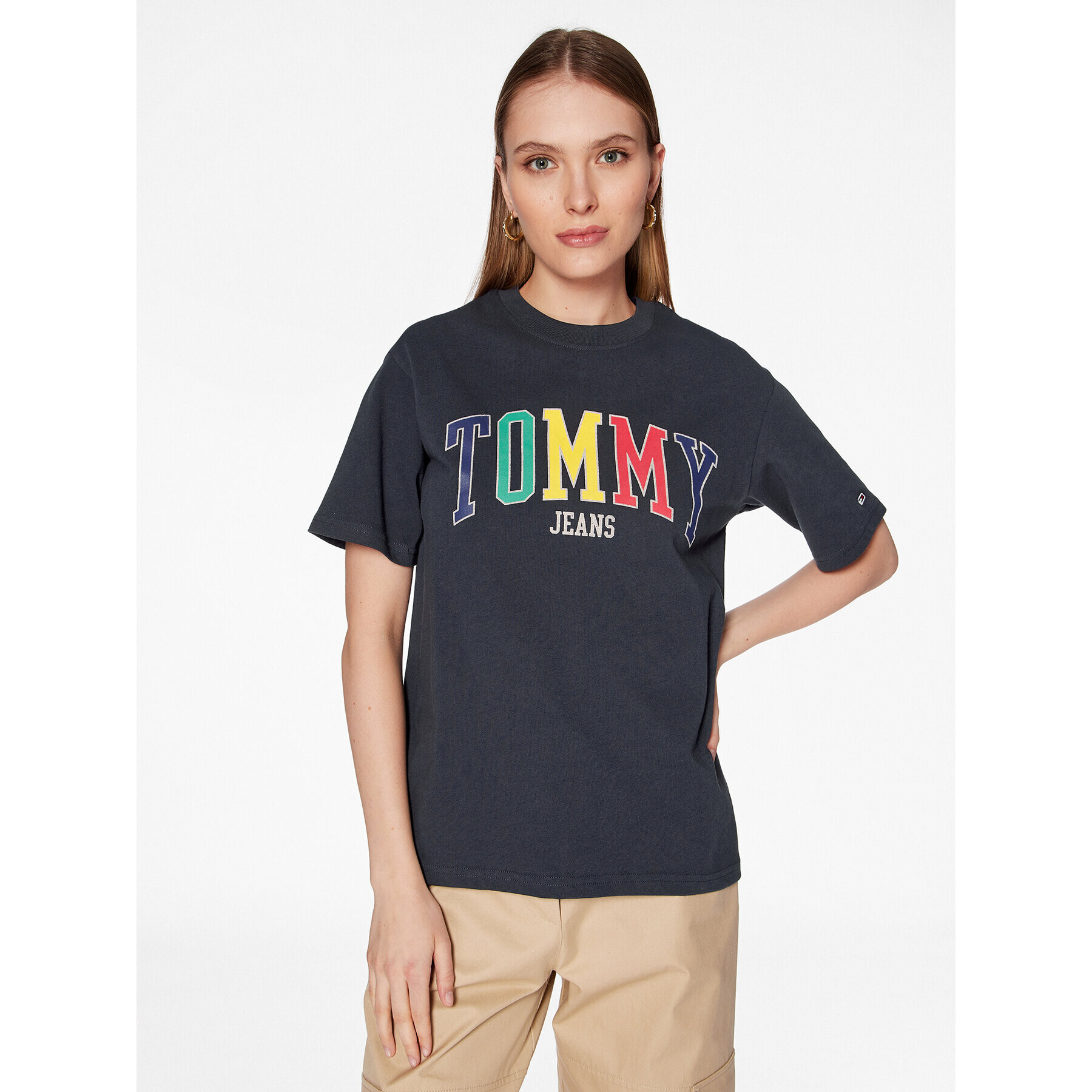 Tommy Jeans Тишърт DW0DW15468 Тъмносин Relaxed Fit - Pepit.bg