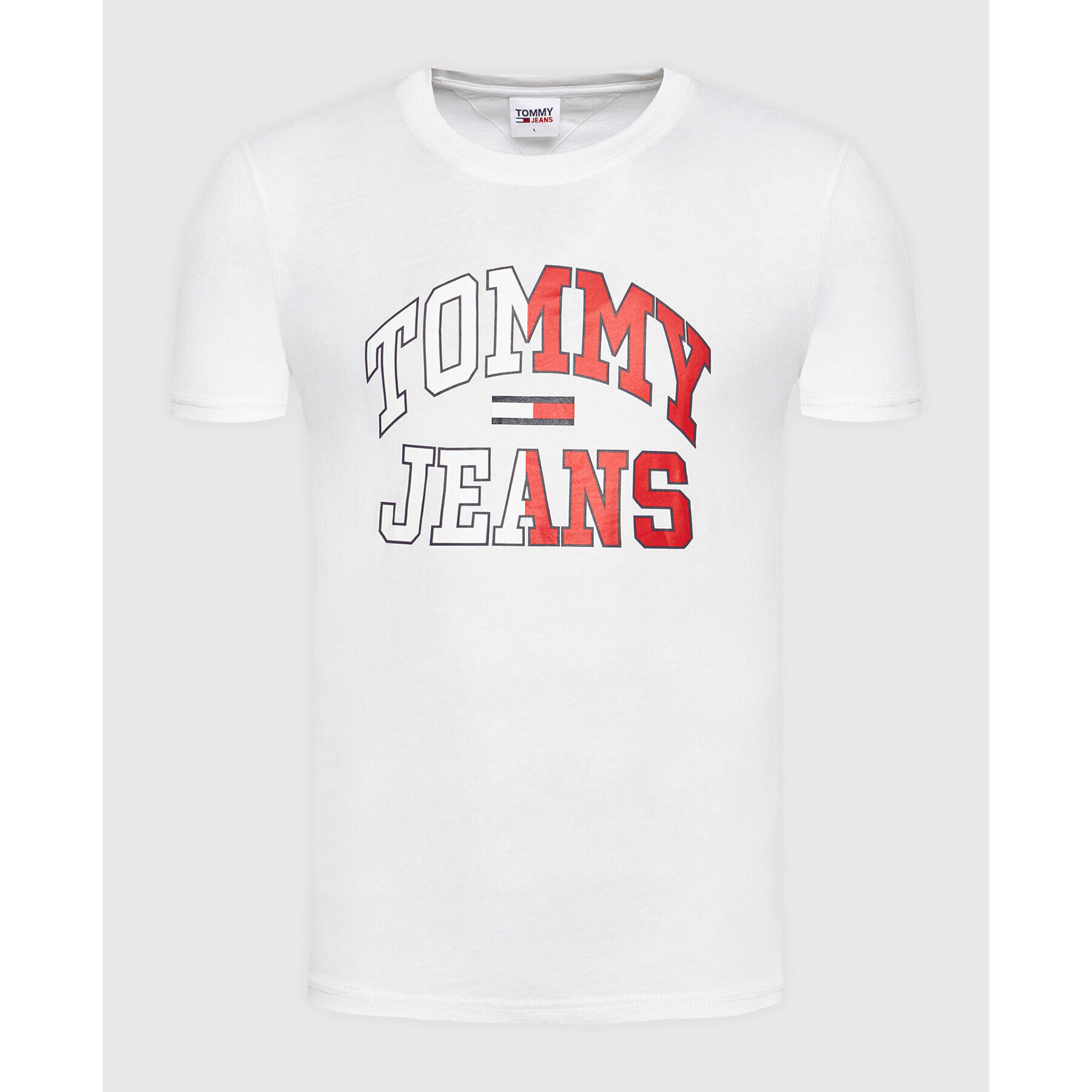 Tommy Jeans Тишърт Entry Colegiatte DM0DM12421 Бял Regular Fit - Pepit.bg