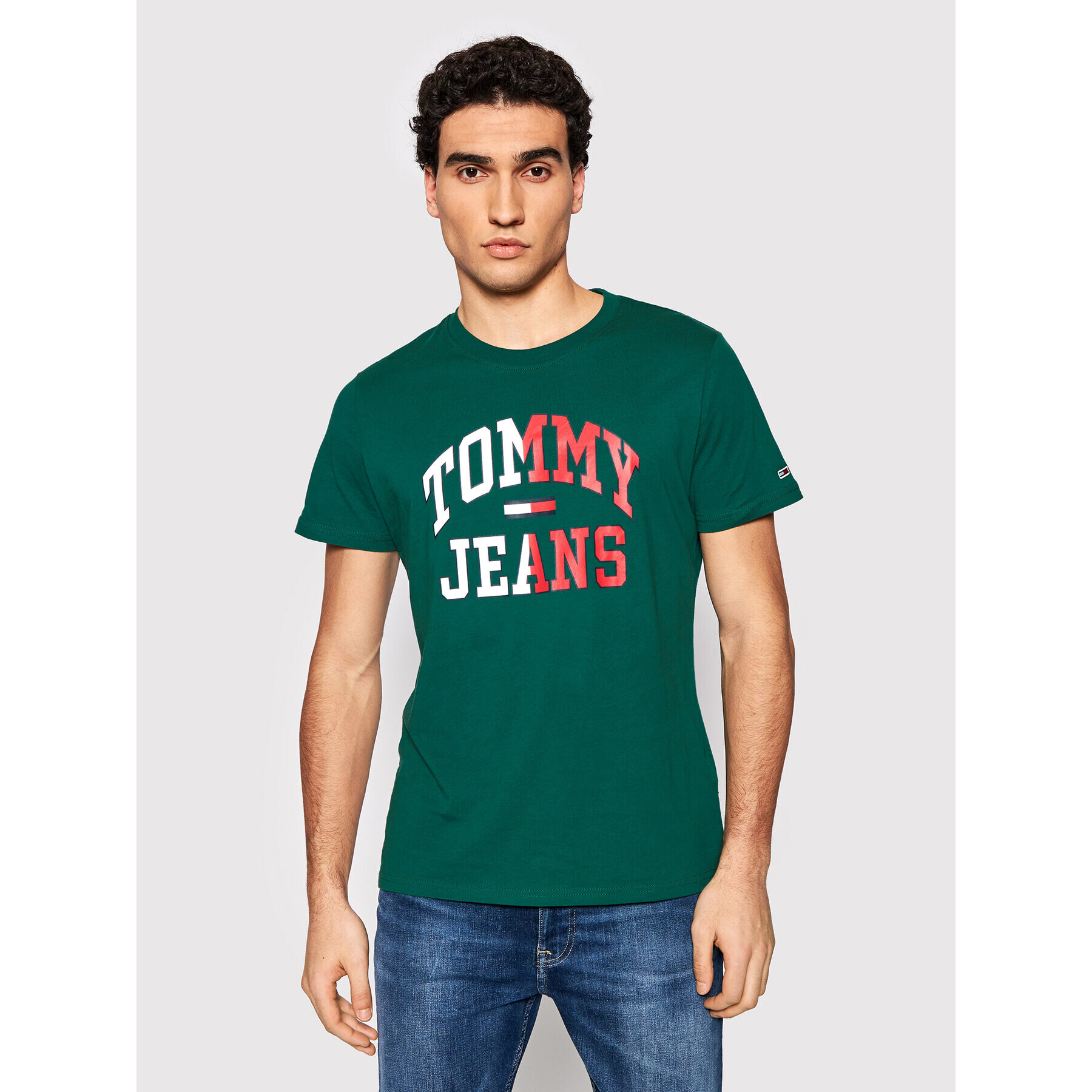 Tommy Jeans Тишърт Entry Collegiate DM0DM12421 Зелен Regular Fit - Pepit.bg