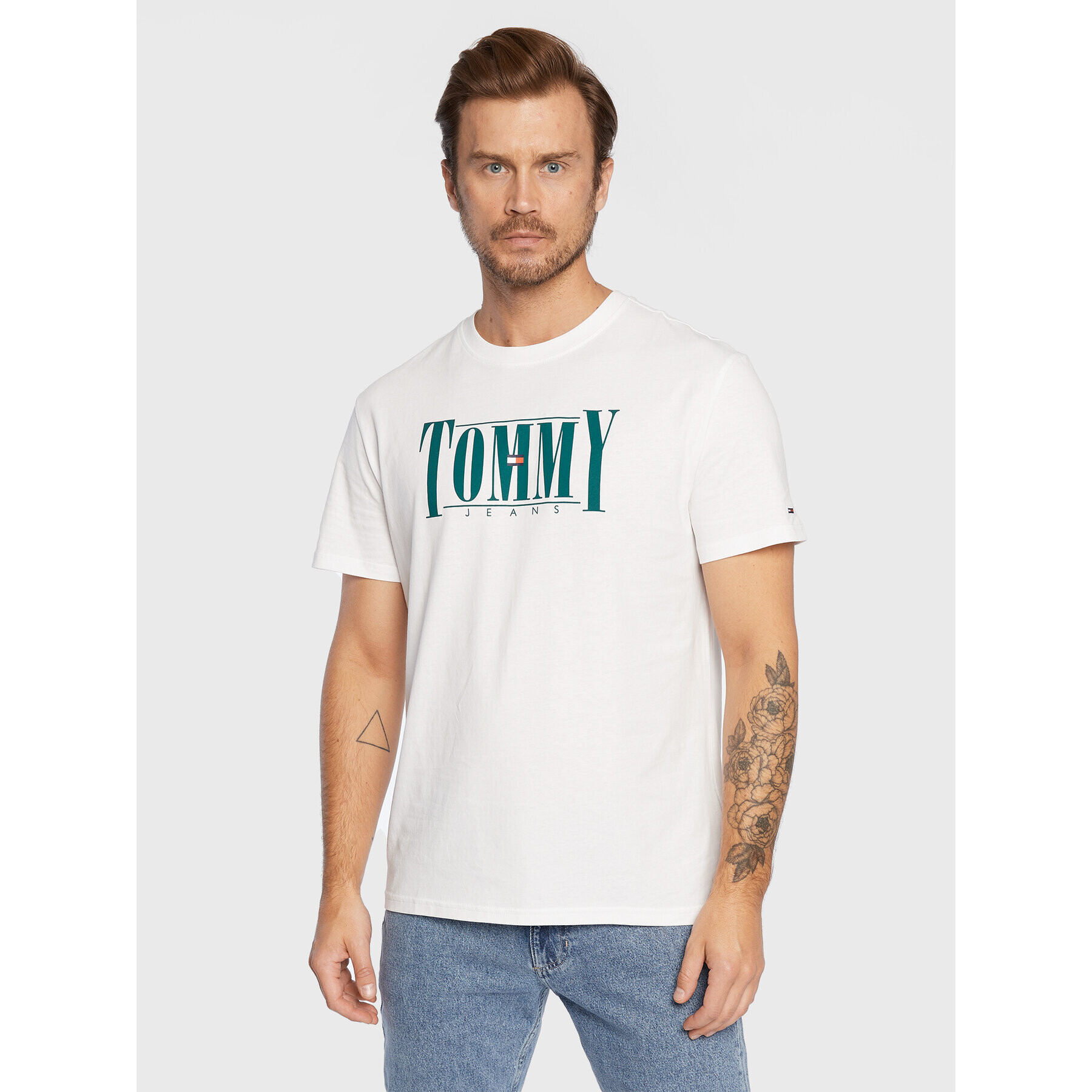 Tommy Jeans Тишърт Essential DM0DM14993 Бял Regular Fit - Pepit.bg