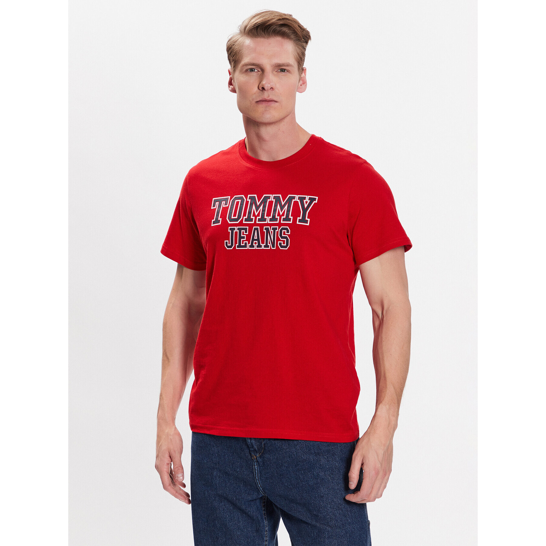 Tommy Jeans Тишърт Essential DM0DM16405 Червен Regular Fit - Pepit.bg