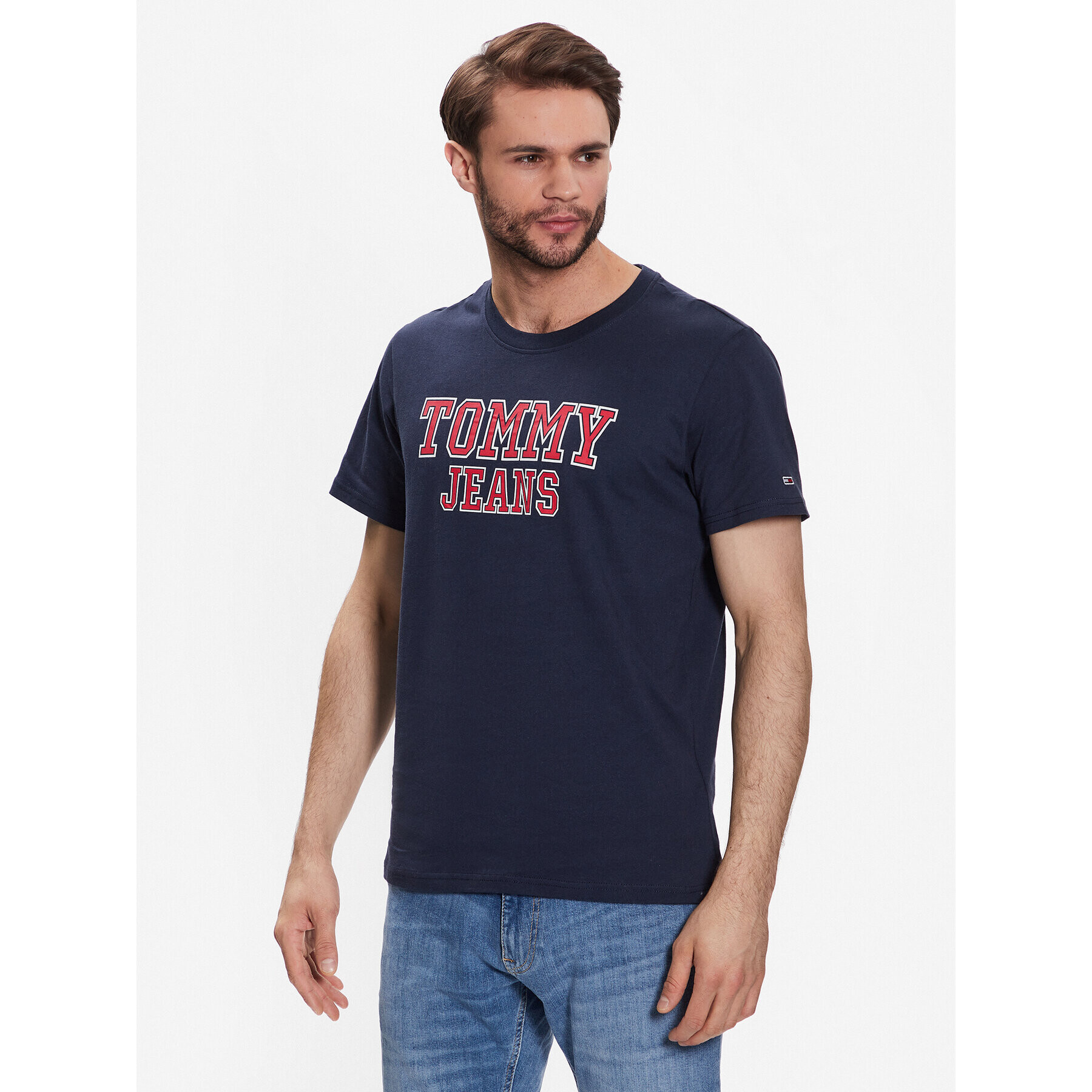 Tommy Jeans Тишърт Essential DM0DM16405 Тъмносин Regular Fit - Pepit.bg