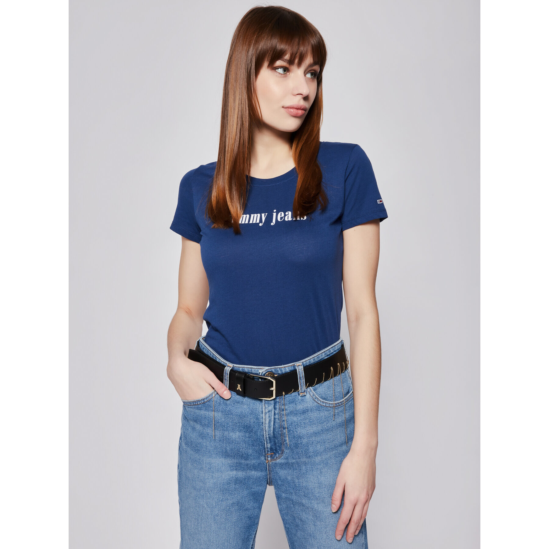 Tommy Jeans Тишърт Essential DW0DW06715 Тъмносин Slim Fit - Pepit.bg