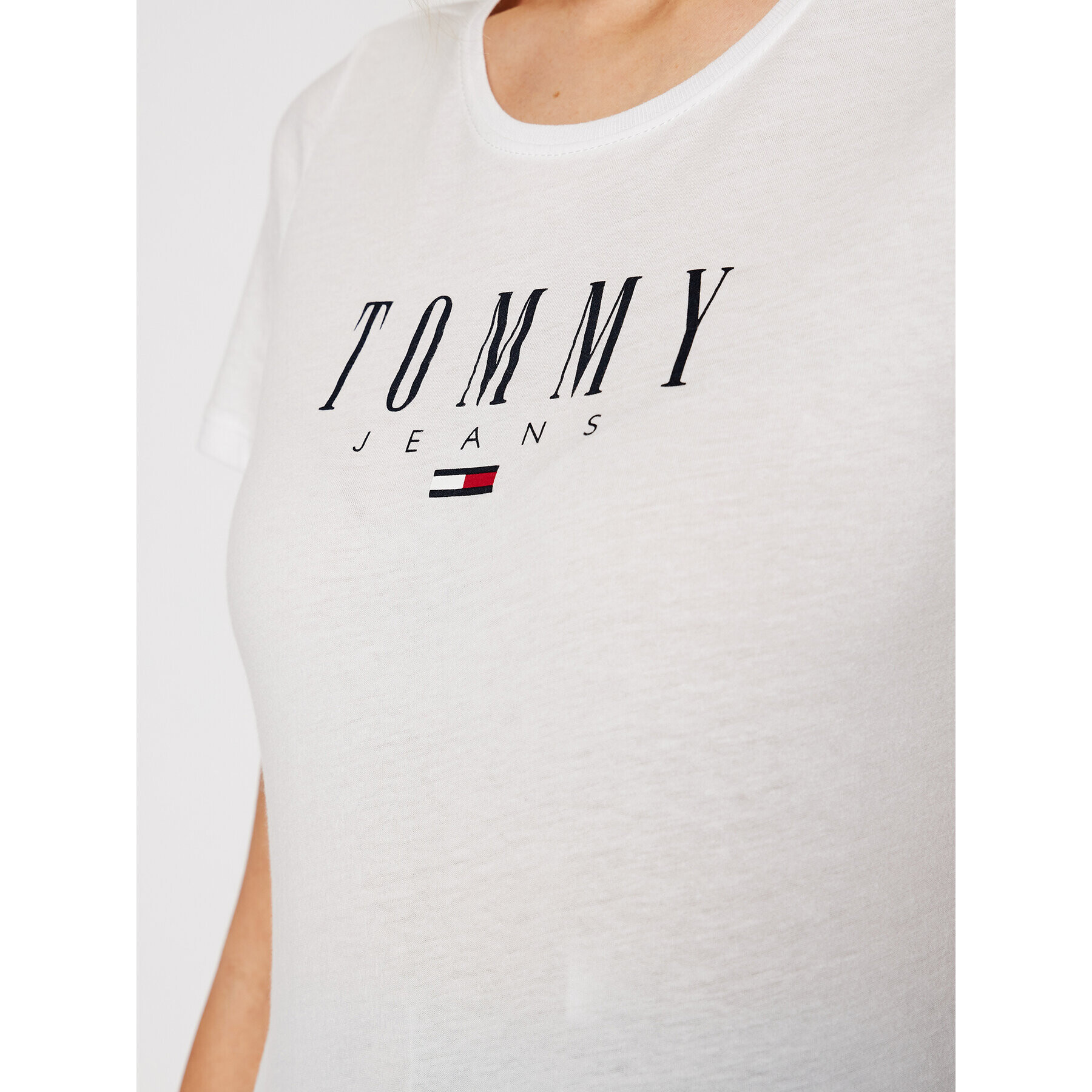 Tommy Jeans Тишърт Essential DW0DW09926 Бял Skinny Fit - Pepit.bg