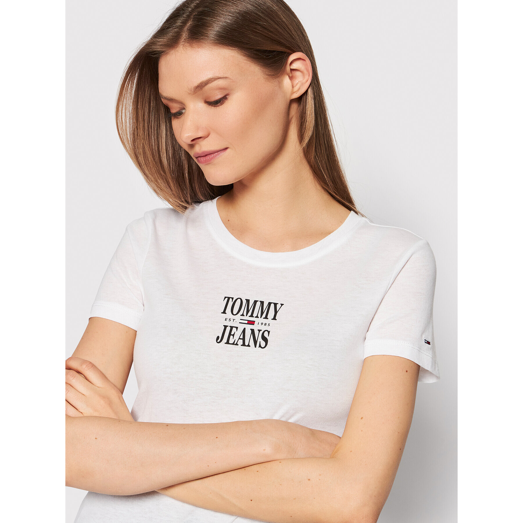 Tommy Jeans Тишърт Essential DW0DW12829 Бял Slim Fit - Pepit.bg