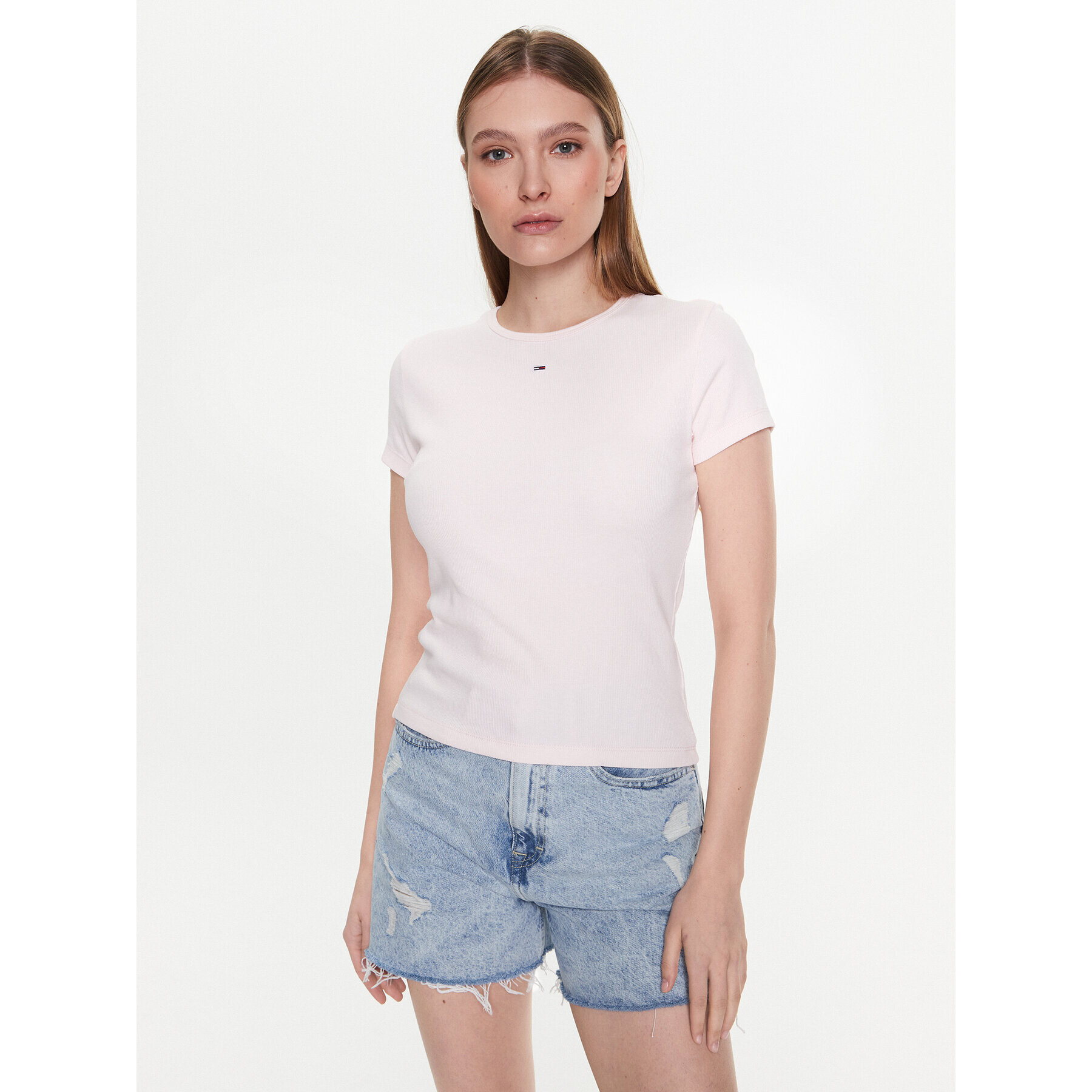 Tommy Jeans Тишърт Essential DW0DW14876 Розов Slim Fit - Pepit.bg