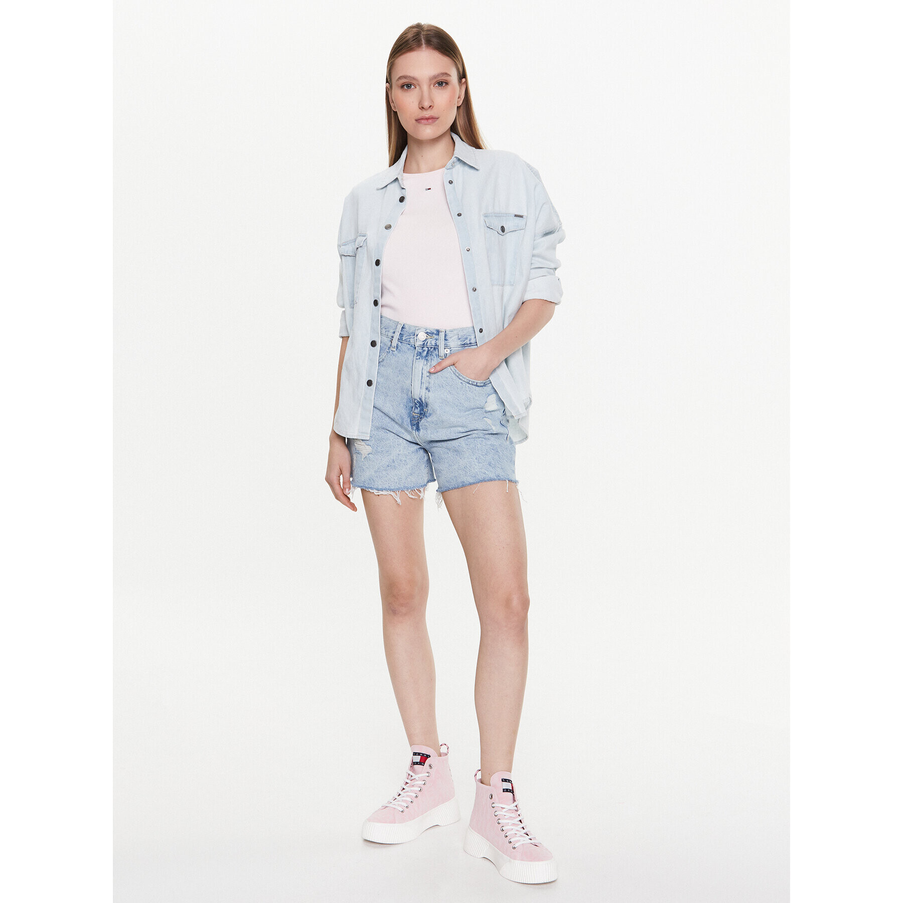 Tommy Jeans Тишърт Essential DW0DW14876 Розов Slim Fit - Pepit.bg