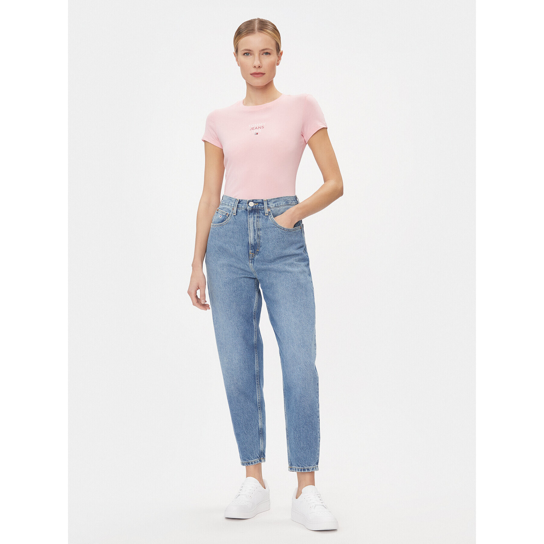 Tommy Jeans Тишърт Essential DW0DW17357 Розов Slim Fit - Pepit.bg