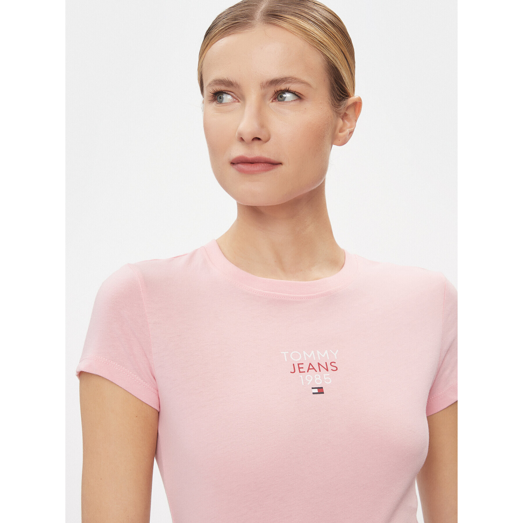 Tommy Jeans Тишърт Essential DW0DW17357 Розов Slim Fit - Pepit.bg