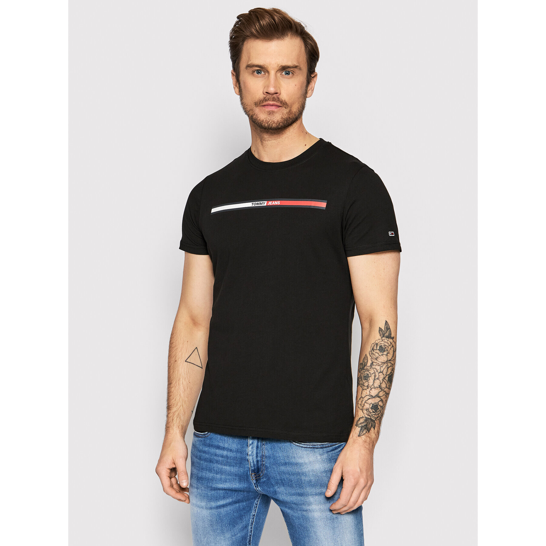 Tommy Jeans Тишърт Essential Flag DM0DM13509 Черен Regular Fit - Pepit.bg