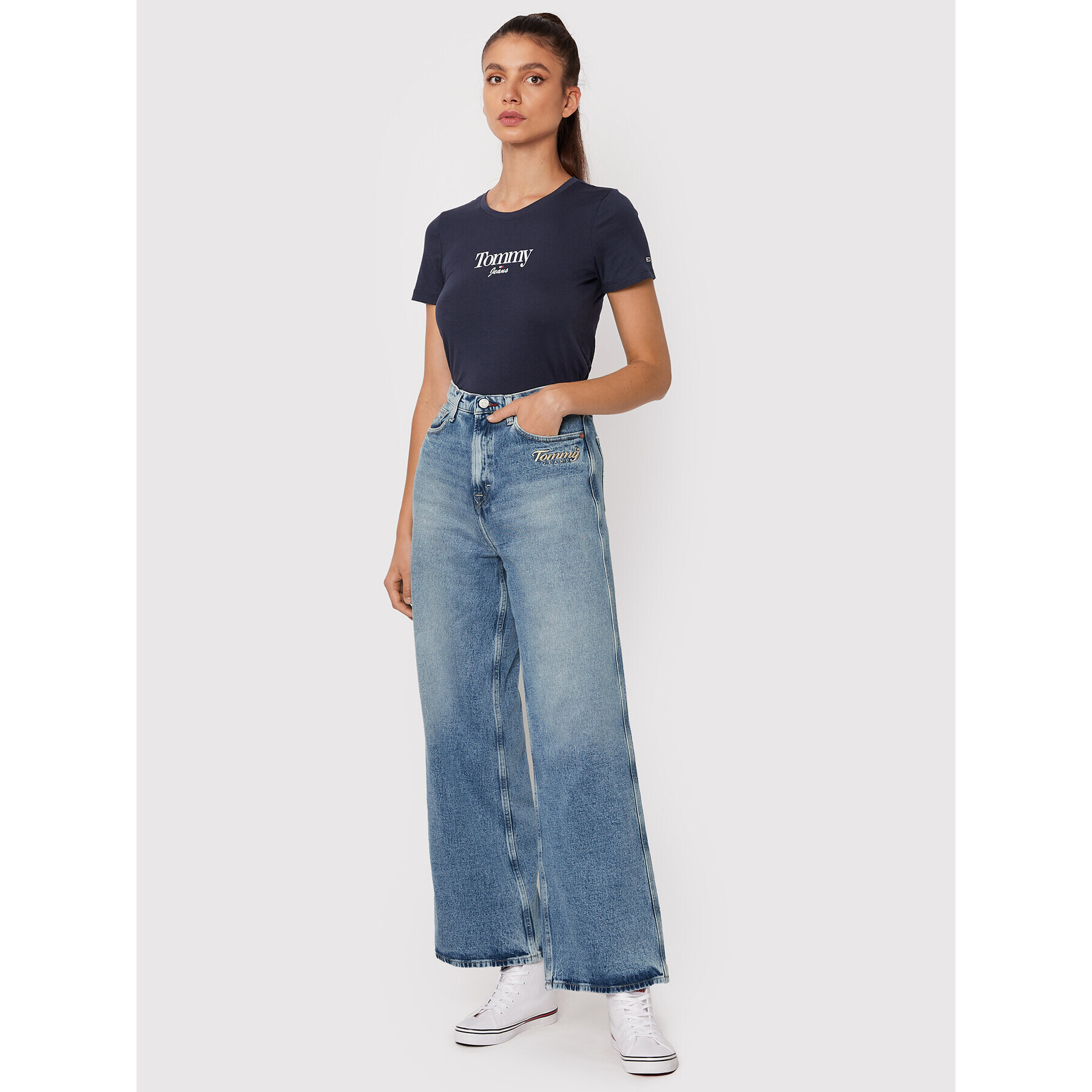 Tommy Jeans Тишърт Essential Logo DW0DW13696 Тъмносин Regular Fit - Pepit.bg