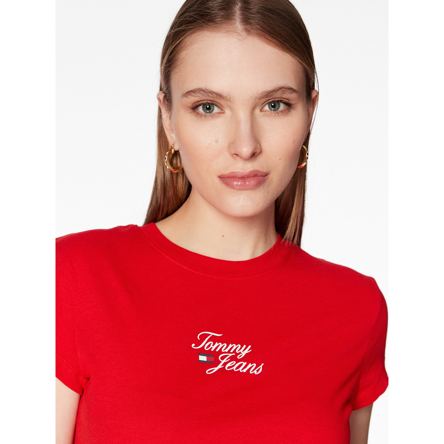 Tommy Jeans Тишърт Essential Logo DW0DW15441 Червен Regular Fit - Pepit.bg