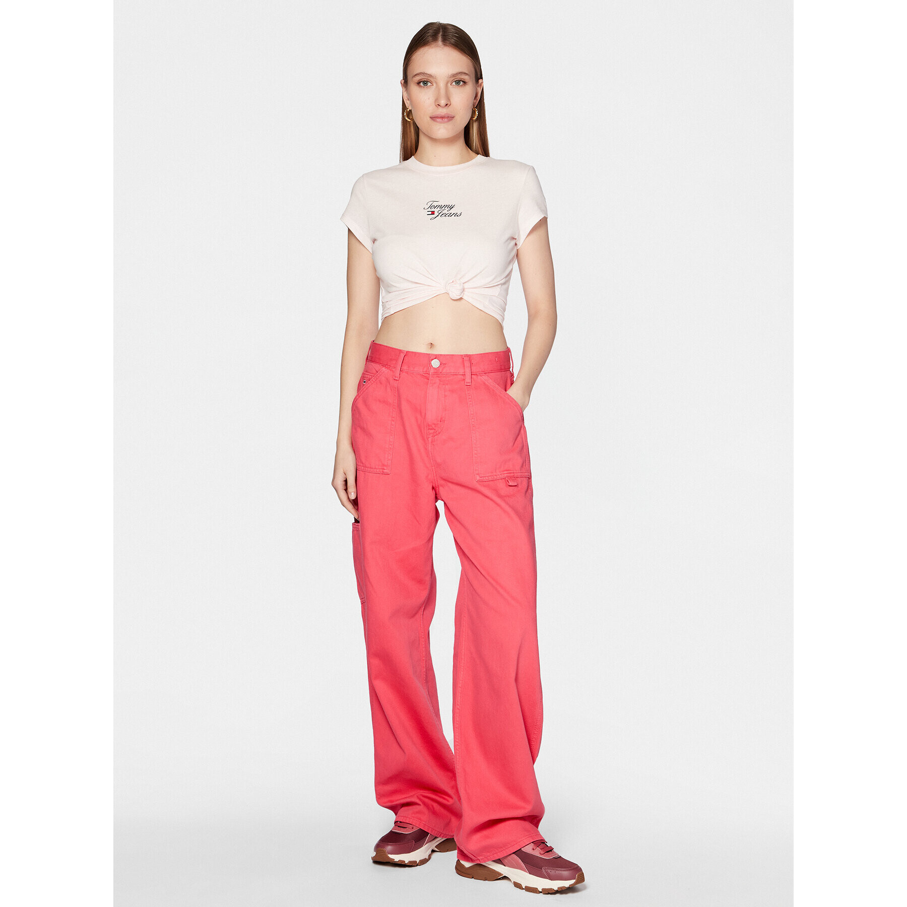 Tommy Jeans Тишърт Essential Logo DW0DW15441 Розов Regular Fit - Pepit.bg