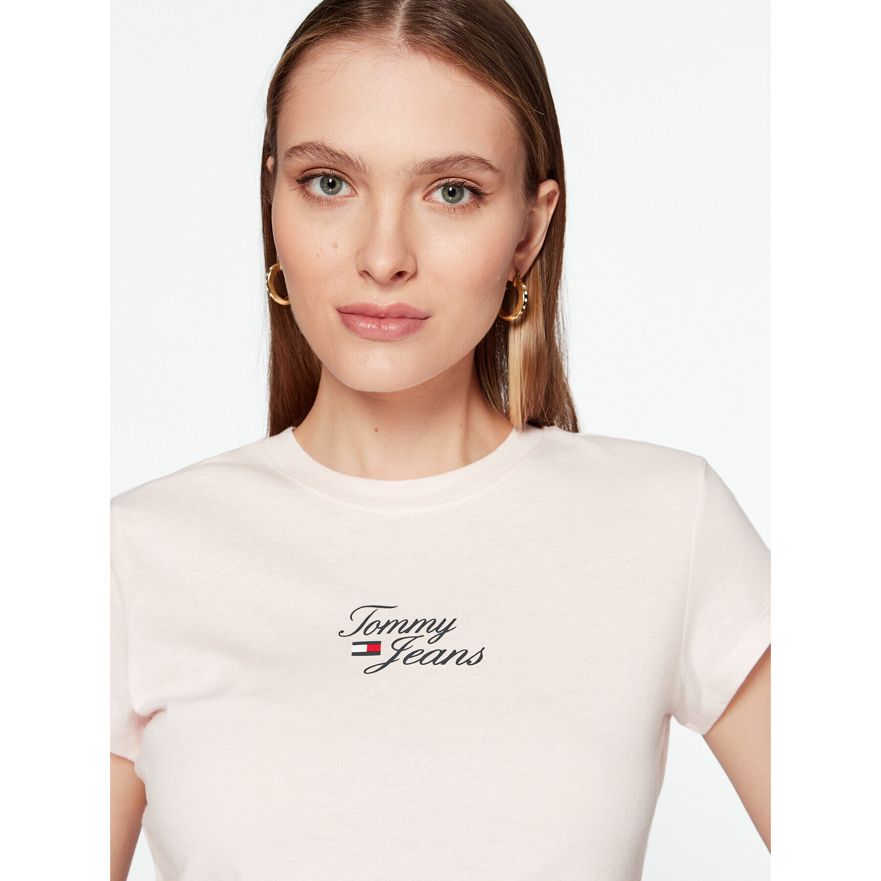 Tommy Jeans Тишърт Essential Logo DW0DW15441 Розов Regular Fit - Pepit.bg