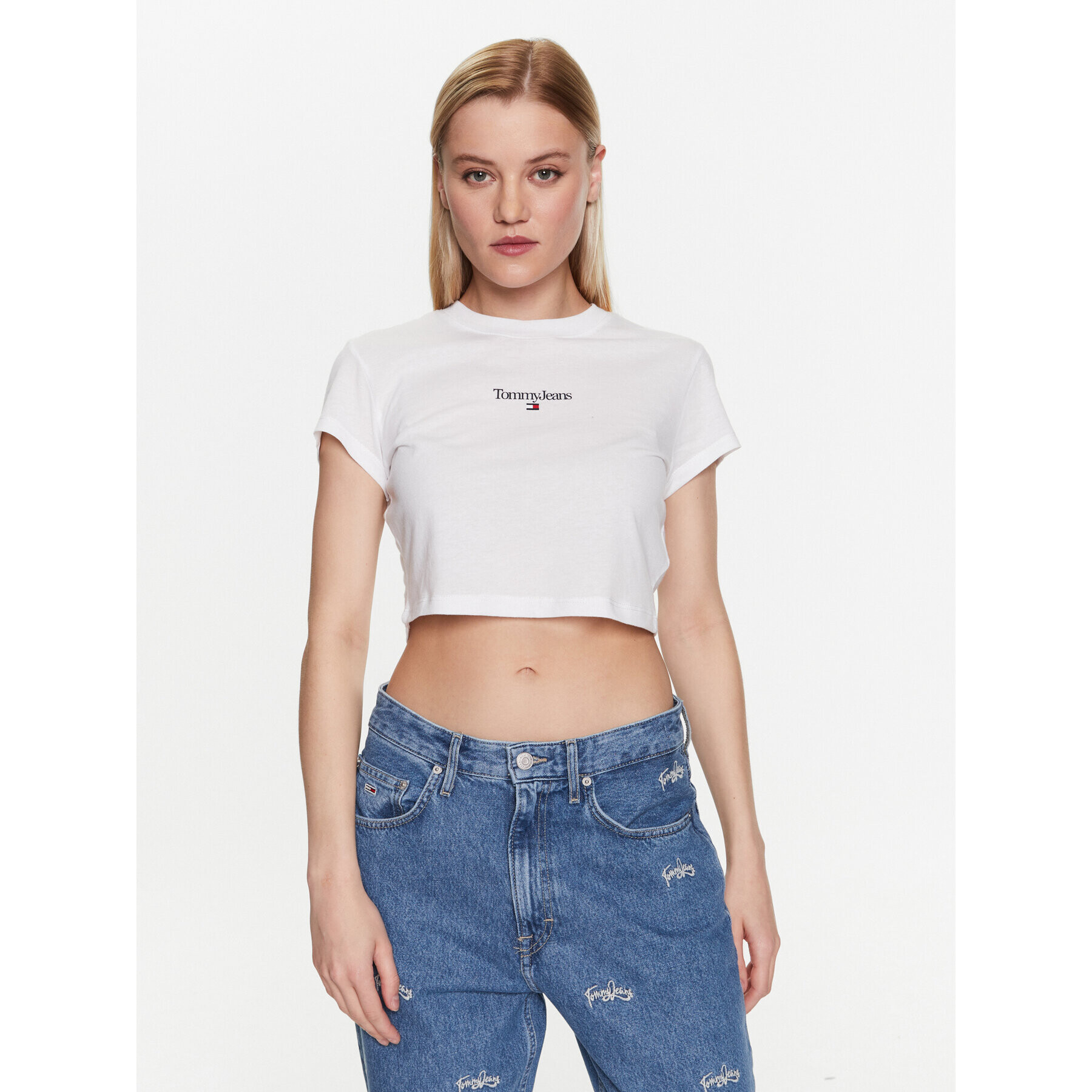 Tommy Jeans Тишърт Essential Logo DW0DW15444 Бял Regular Fit - Pepit.bg