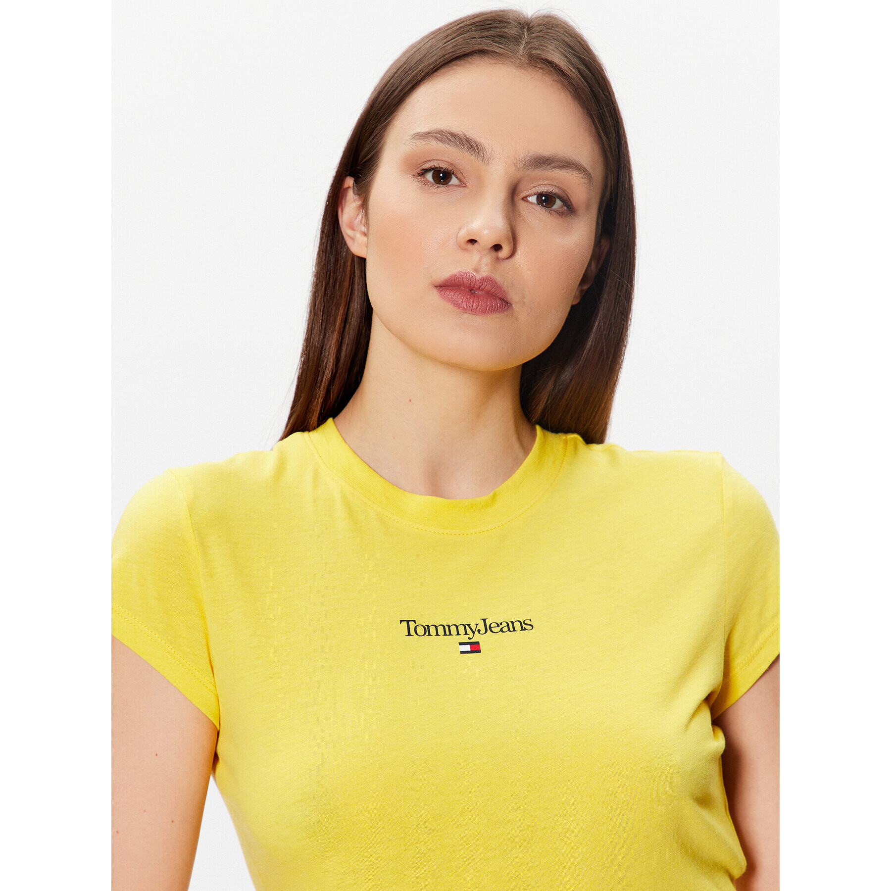 Tommy Jeans Тишърт Essential Logo DW0DW15444 Жълт Cropped Fit - Pepit.bg