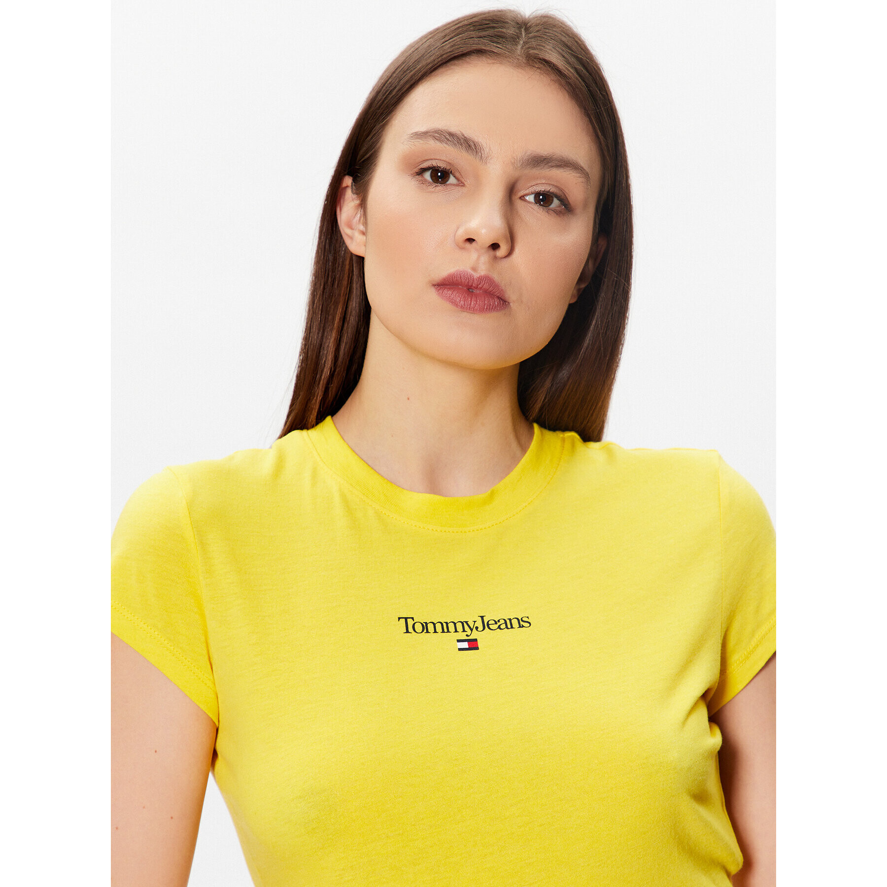 Tommy Jeans Тишърт Essential Logo DW0DW15444 Жълт Cropped Fit - Pepit.bg