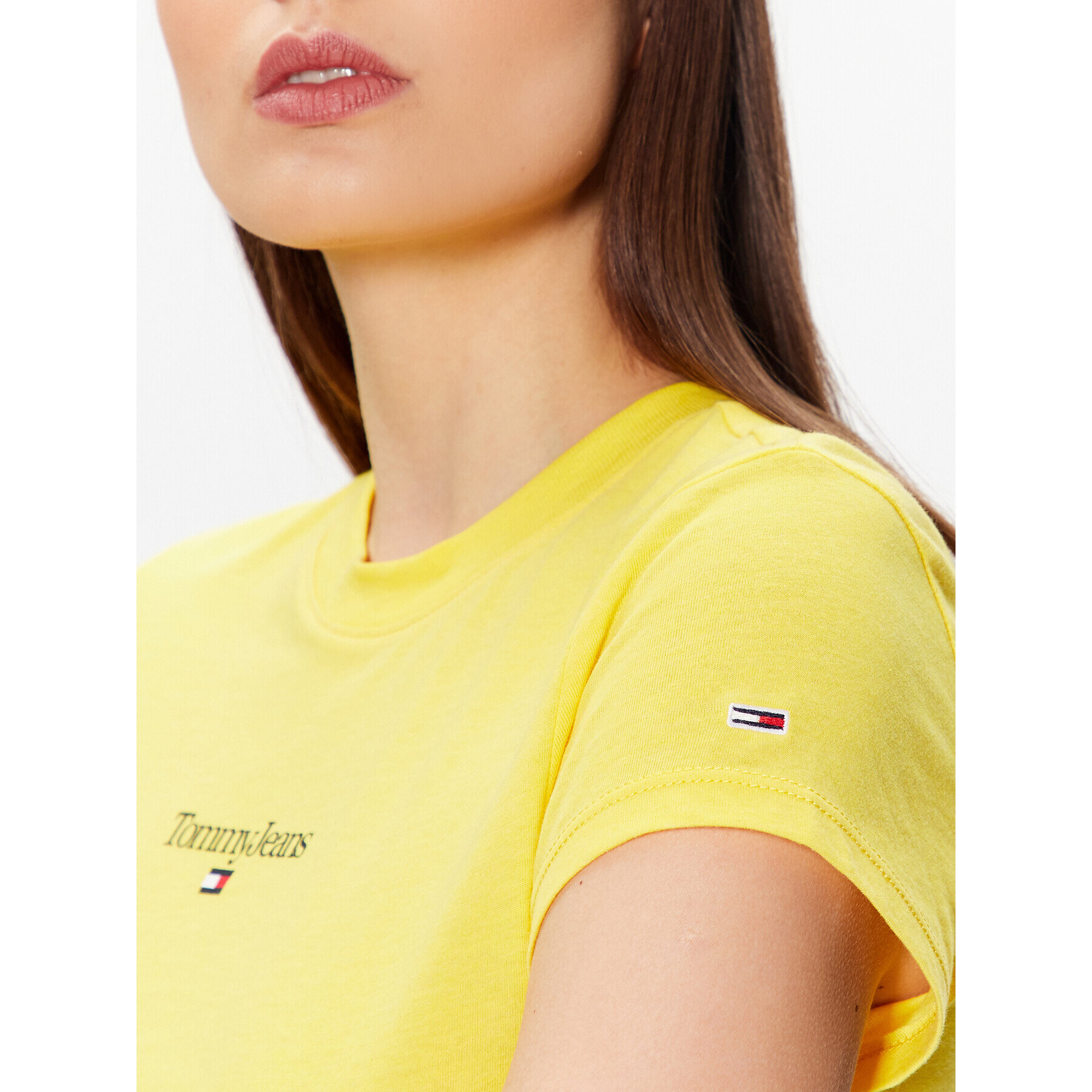 Tommy Jeans Тишърт Essential Logo DW0DW15444 Жълт Cropped Fit - Pepit.bg