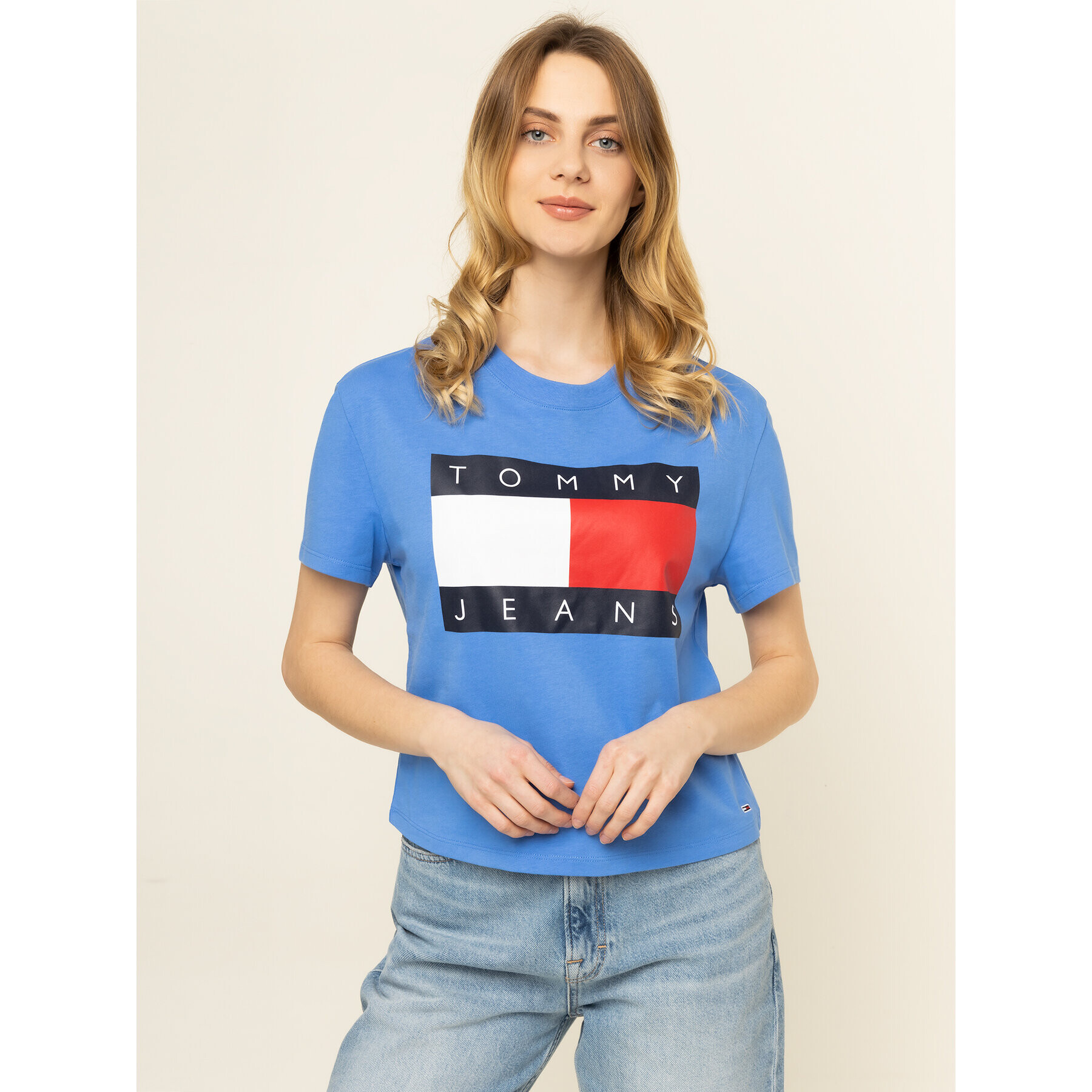 Tommy Jeans Тишърт Flag DW0DW07153 Син Oversize - Pepit.bg