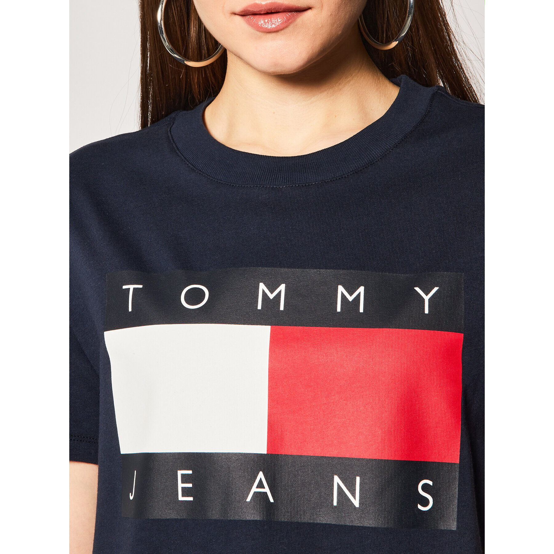 Tommy Jeans Тишърт Flag DW0DW07153 Тъмносин Regular Fit - Pepit.bg