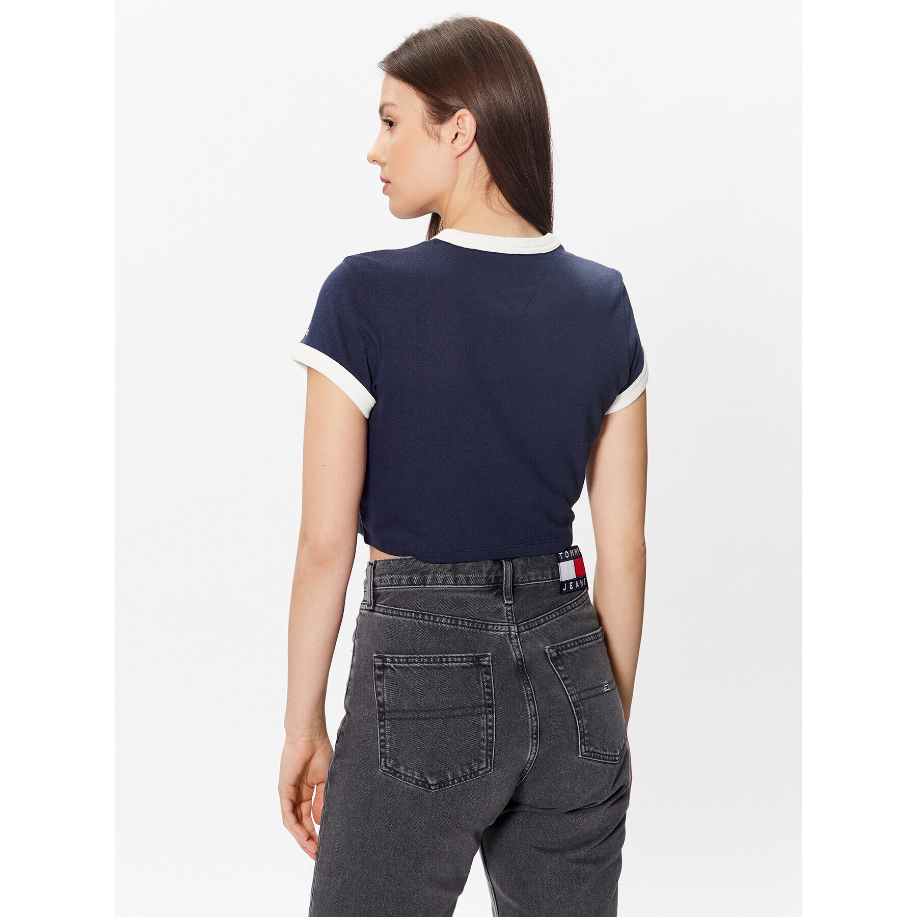 Tommy Jeans Тишърт Homegrown DW0DW15478 Тъмносин Cropped Fit - Pepit.bg