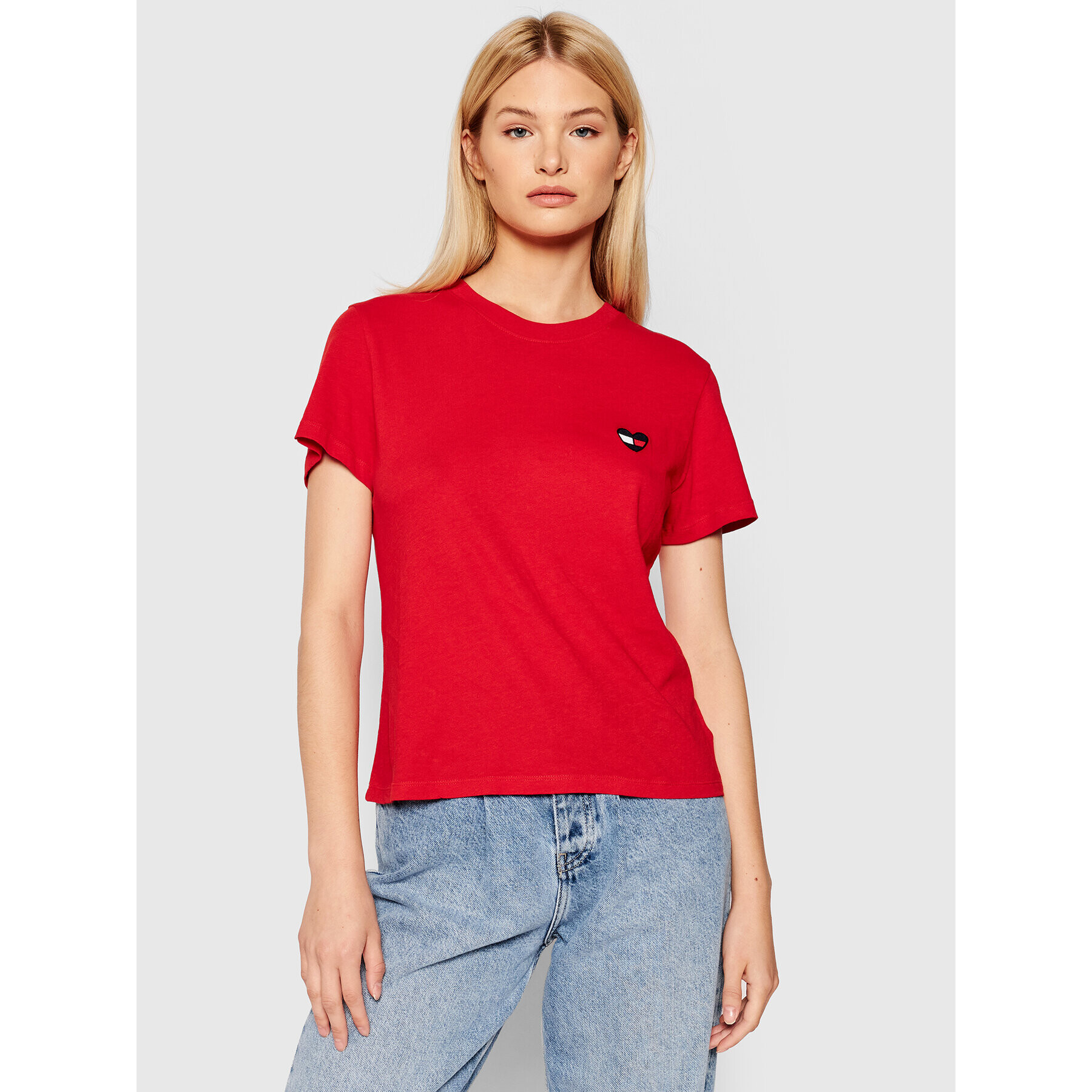 Tommy Jeans Тишърт Homespun Heart DW0DW10418 Червен Regular Fit - Pepit.bg