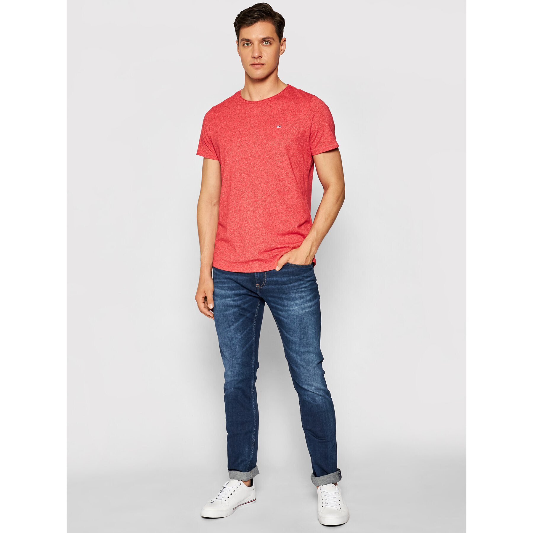 Tommy Jeans Тишърт Jaspe DM0DM09586 Червен Slim Fit - Pepit.bg