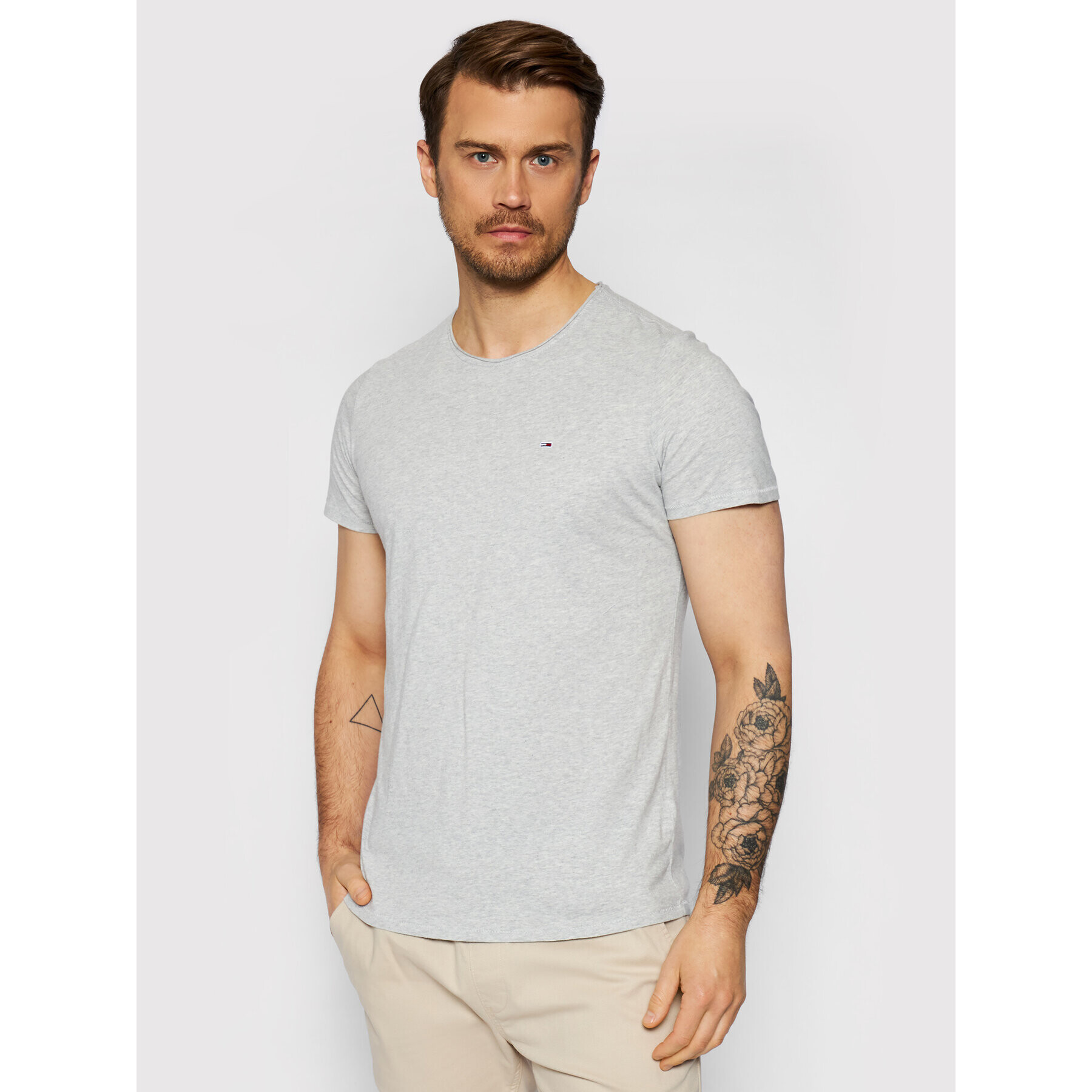 Tommy Jeans Тишърт Jaspe DM0DM09586 Сив Slim Fit - Pepit.bg