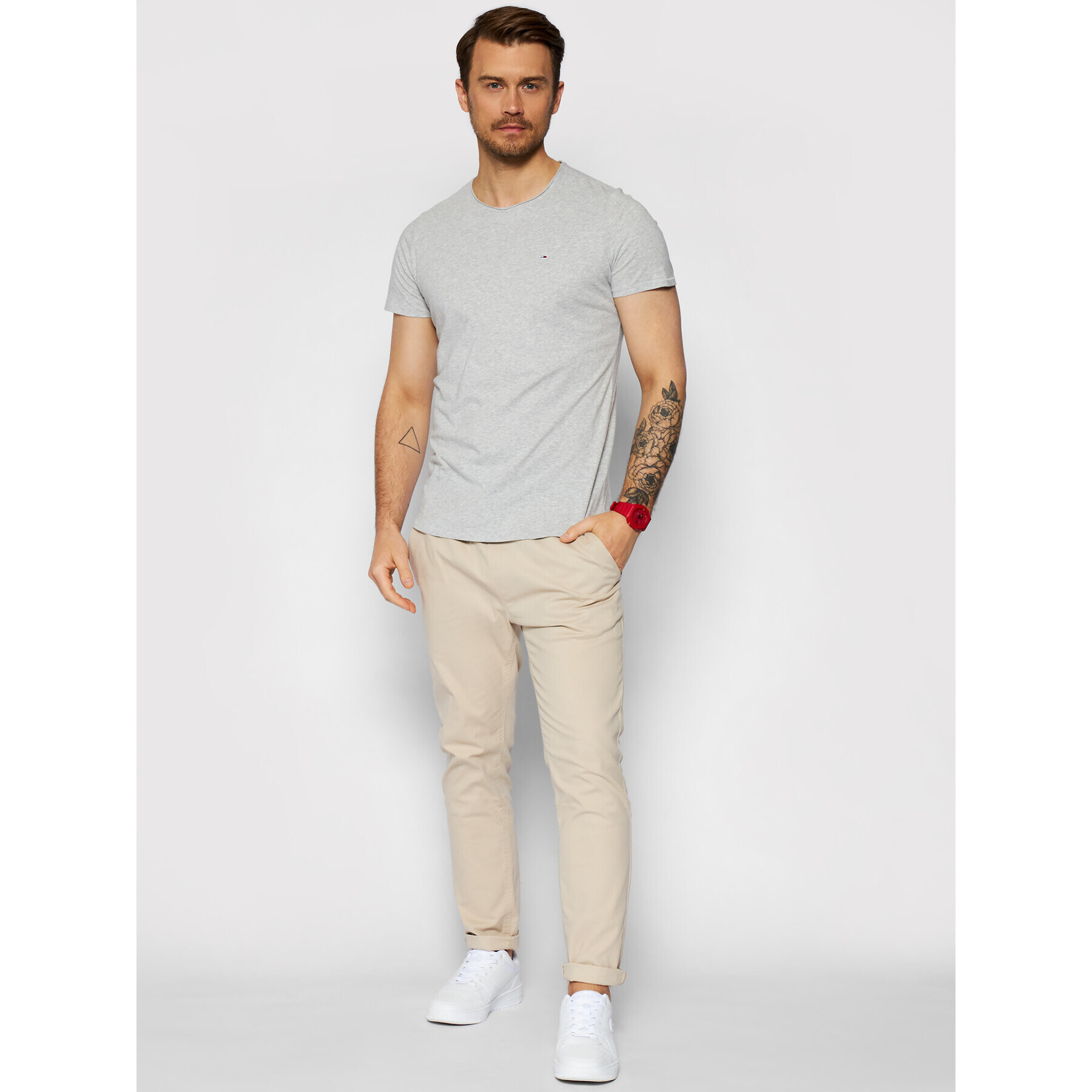 Tommy Jeans Тишърт Jaspe DM0DM09586 Сив Slim Fit - Pepit.bg