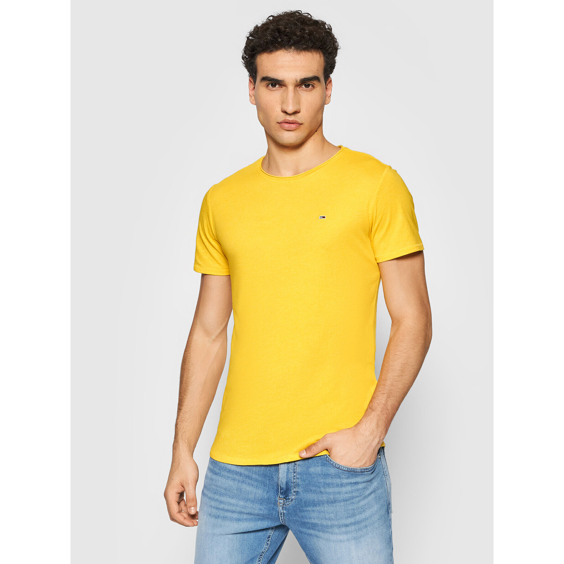 Tommy Jeans Тишърт Jaspe DM0DM09586 Жълт Slim Fit - Pepit.bg