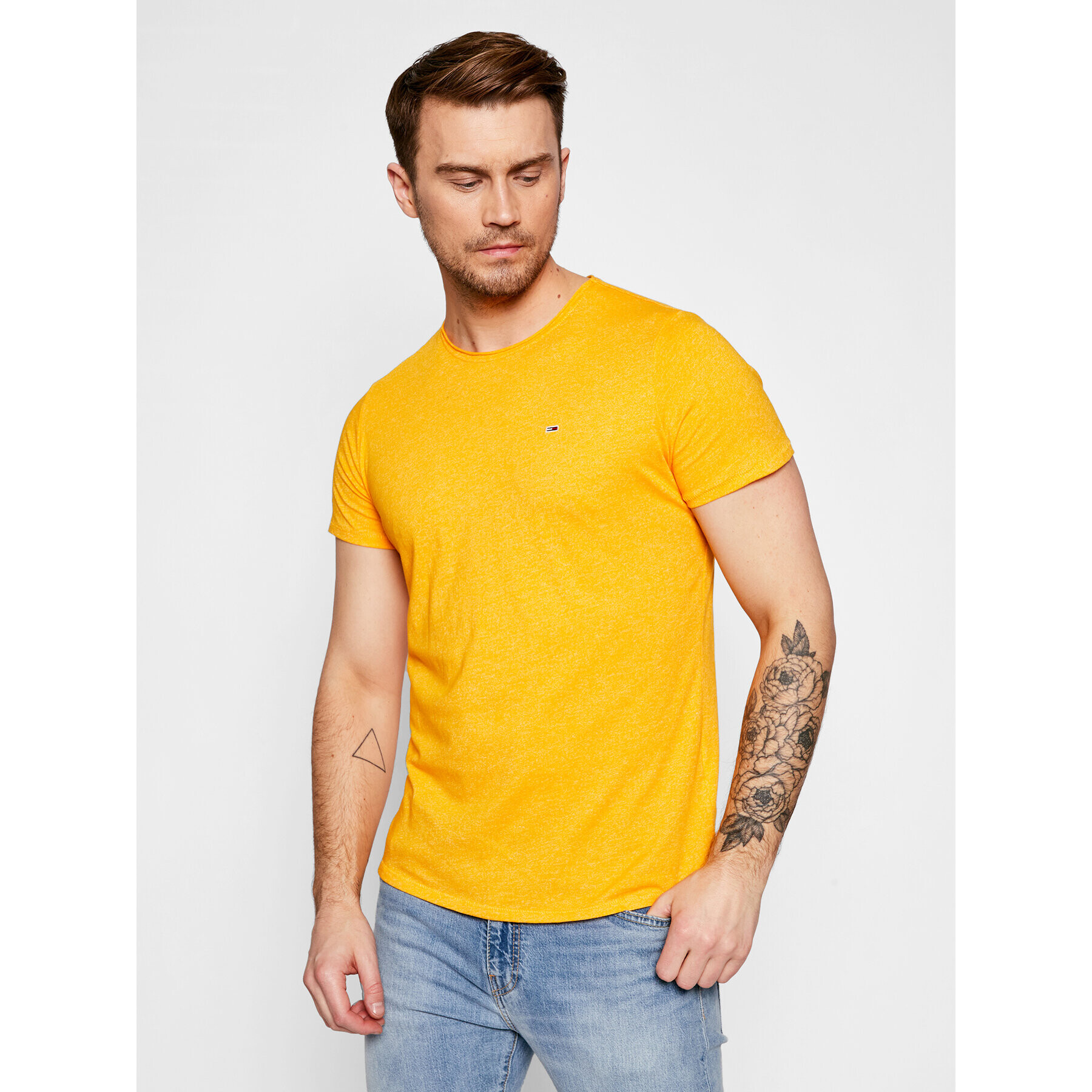 Tommy Jeans Тишърт Jaspe DM0DM09586 Жълт Slim Fit - Pepit.bg